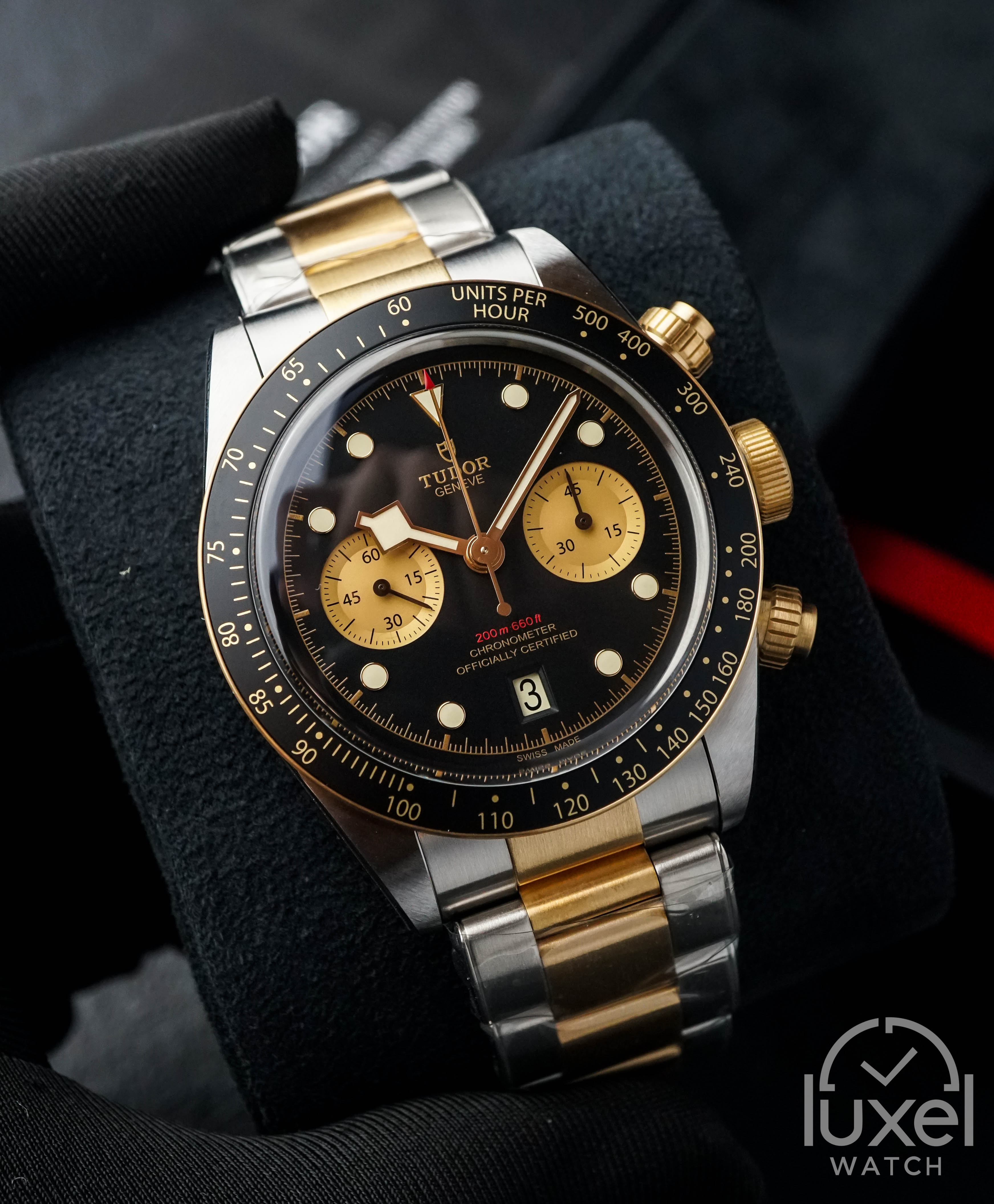 Tudor Black Bay Chrono S&G Gold Black Dial Gold Steel M79363N