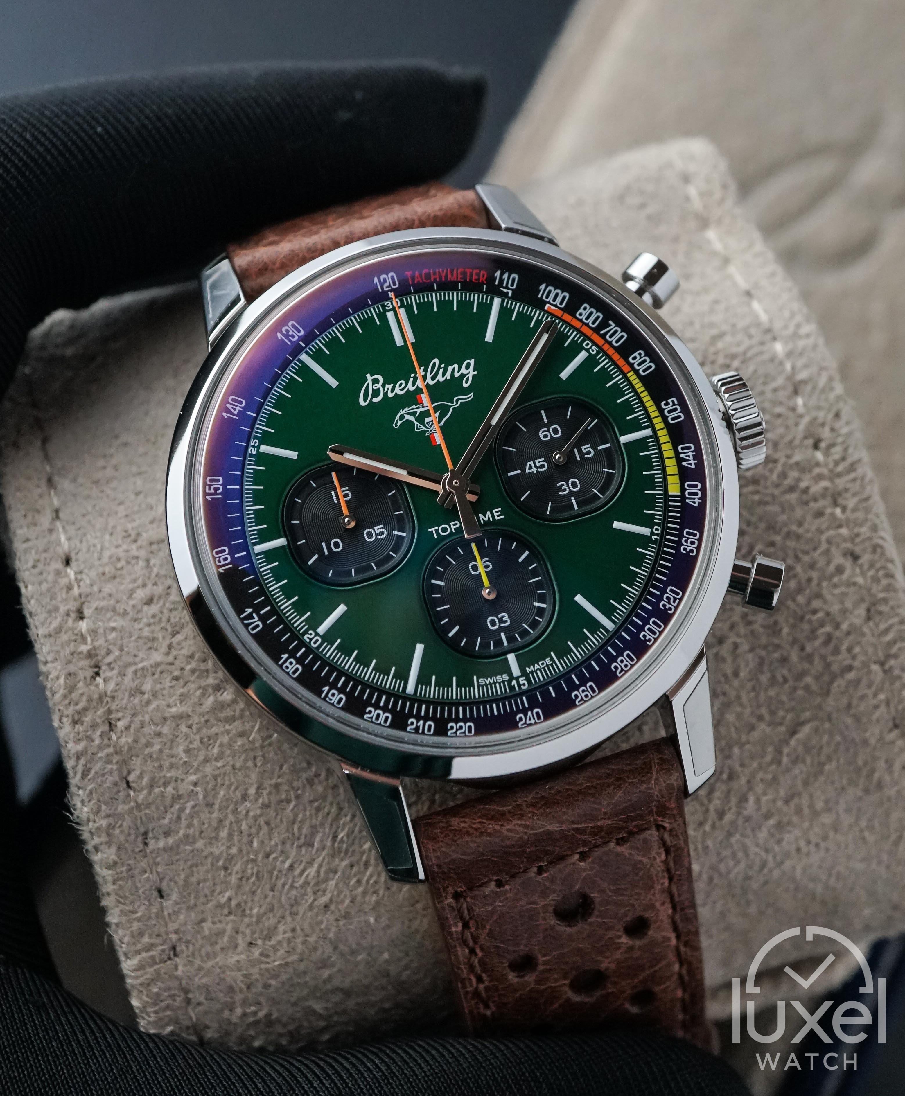 Breitling Top Time Ford Mustang With Green DIal Leather Strap Breitling Top Time Ford Mustang With Green DIal Leather Strap