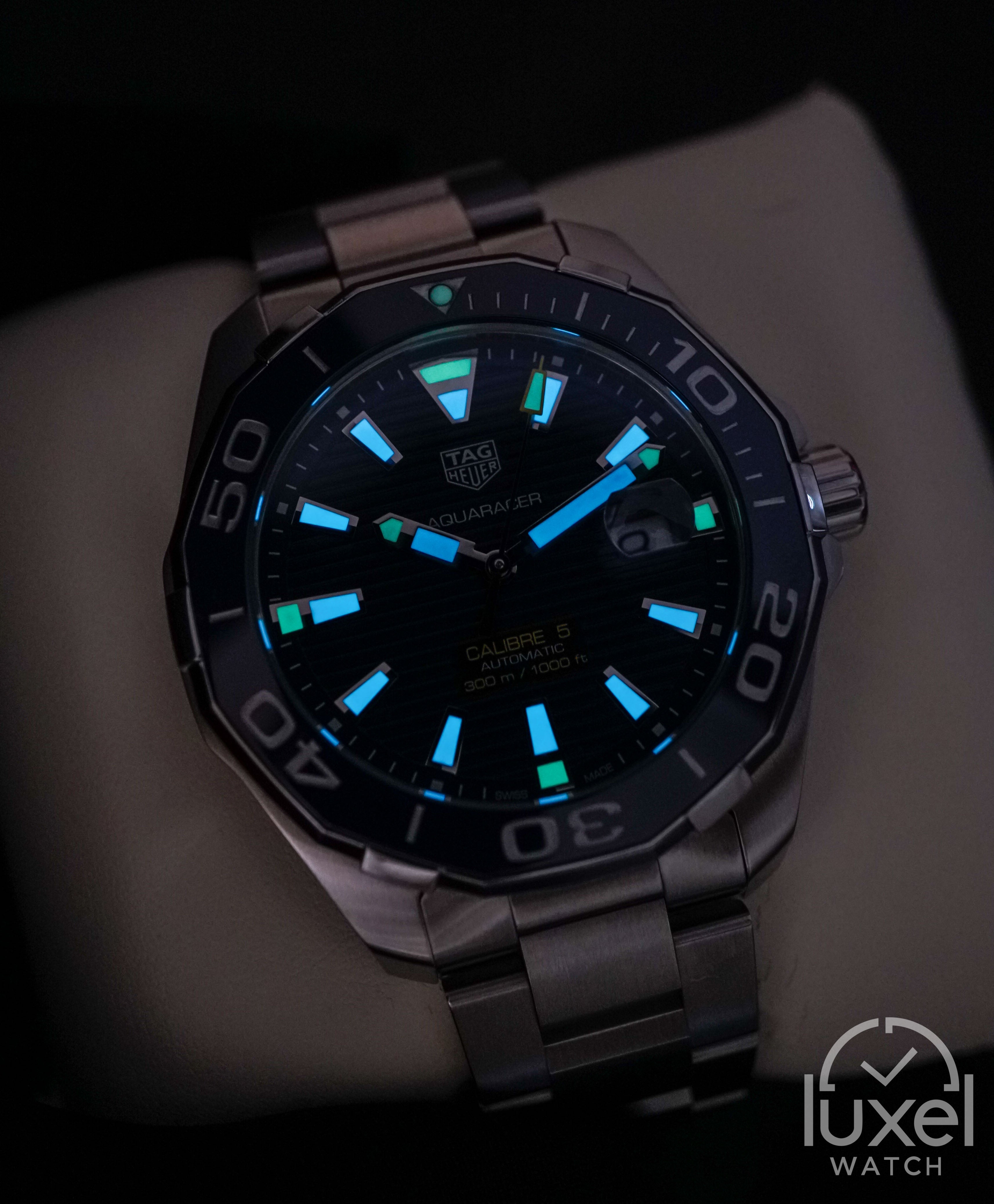 tag heuer Aquaracer 300 Ceramic Bezel Sunray Blue Dial Steel Bracelet WAY201B