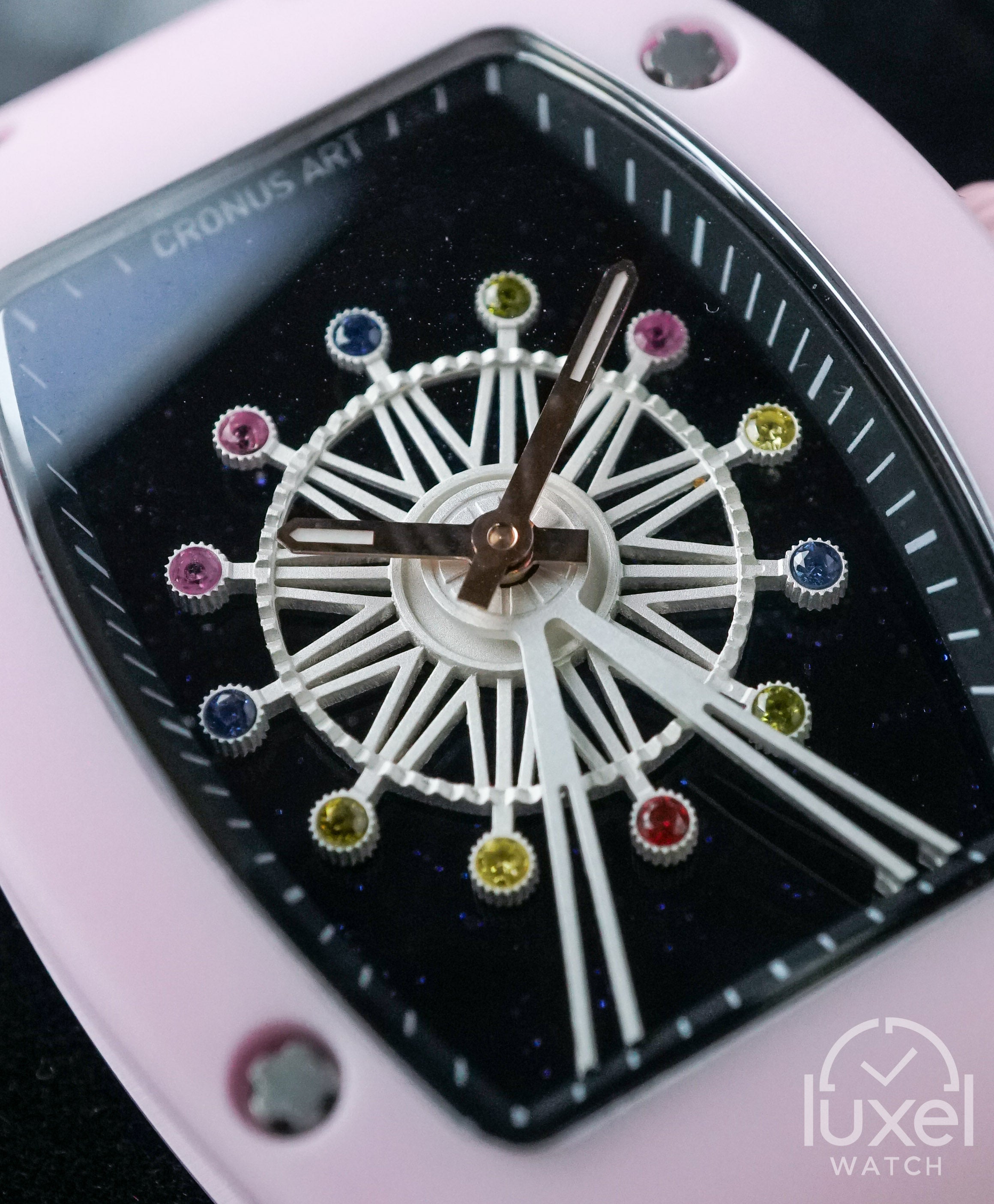 cronus art High-Tech Ceramics Pink Ferris Wheel 45mm x 31mm Ceramic Case CM003.02B