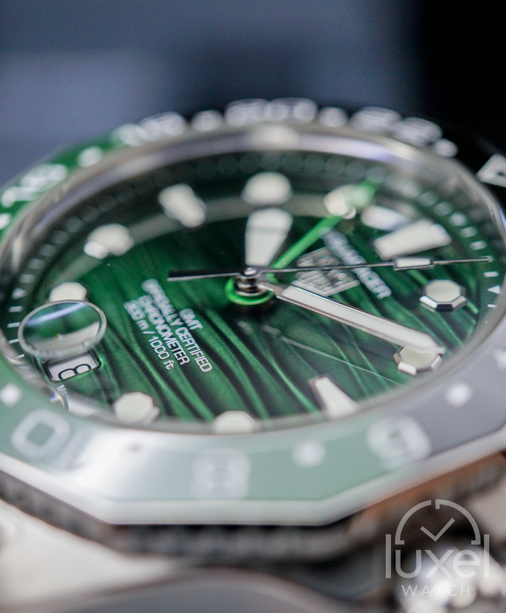 Aquaracer Professional 300 GMT Green Sunray Dial Steel Bracelet 42 mm Steel Case