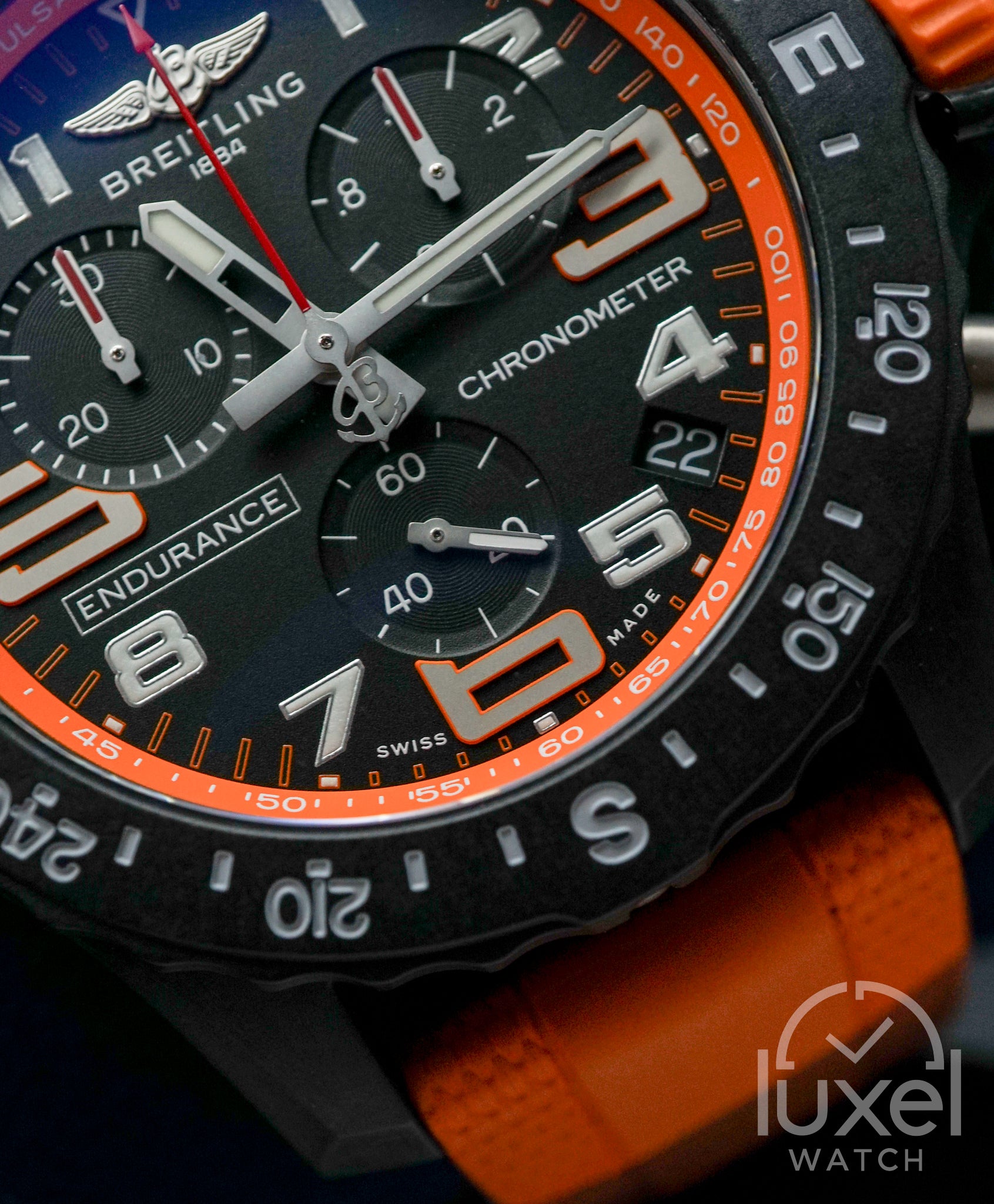 Endurance Pro 44 Black Dial Orange Rubber Strap X82310A51B1S2