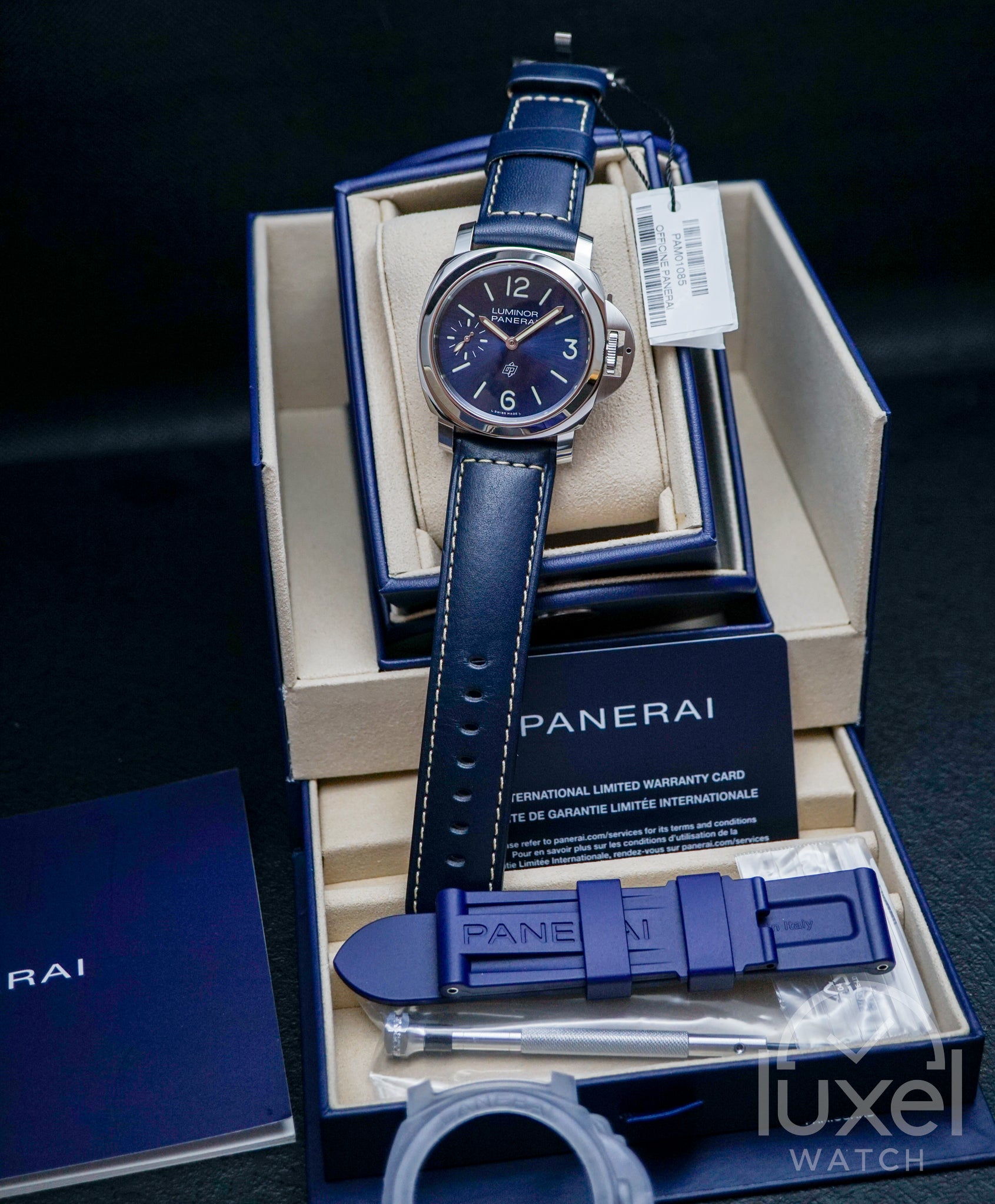 Blu Mare With Blue Dial Leather Strap + Extra Blue Rubber Strap PAM1085