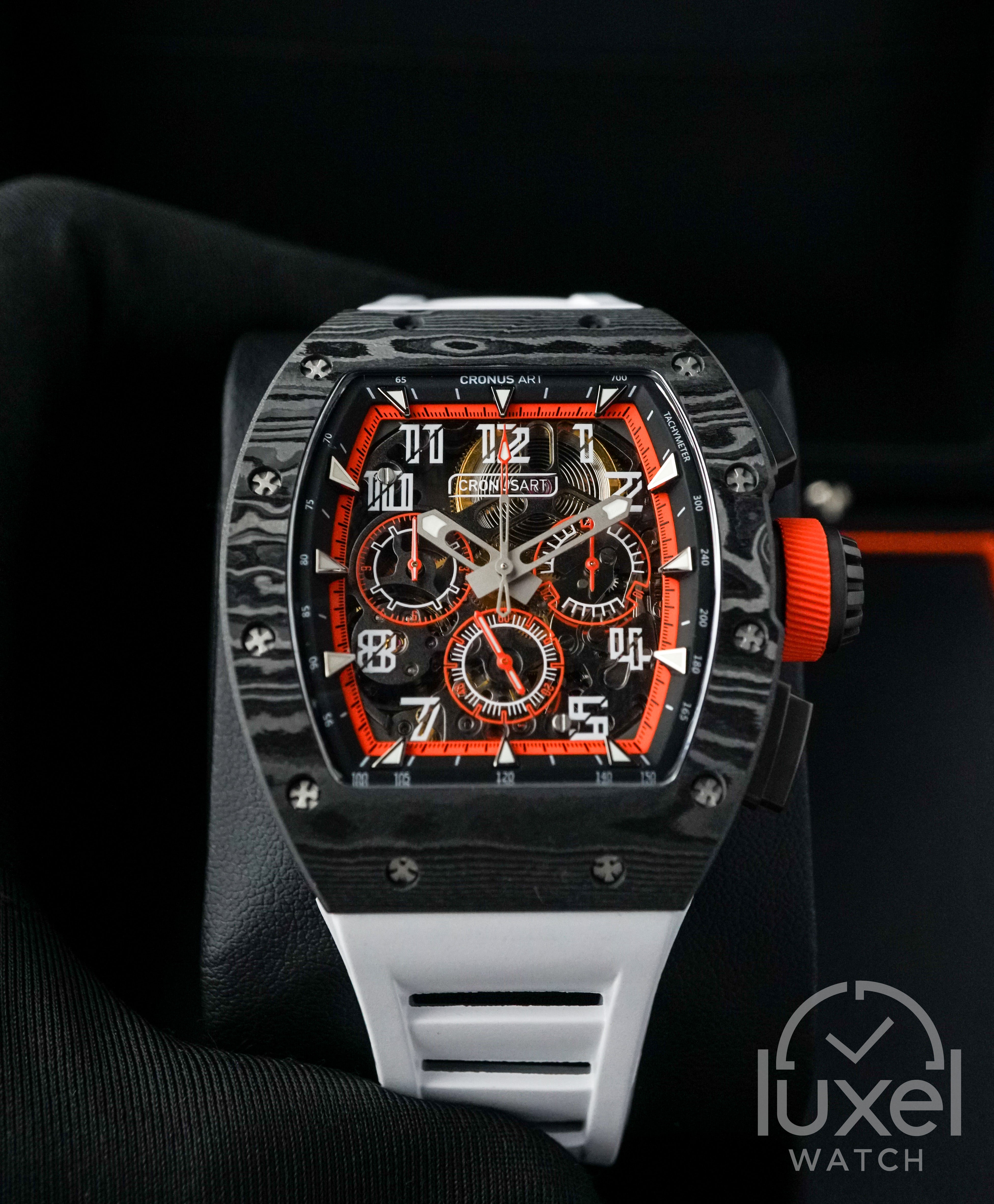 NTPT Carbon Fiber Black Rock With White Strap CM002-030