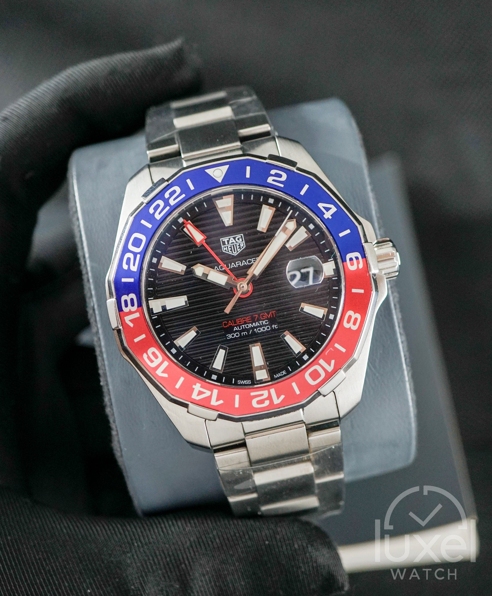 Aquaracer 300 GMT Pepsi Black Dial Steel Bracelet WAY201F