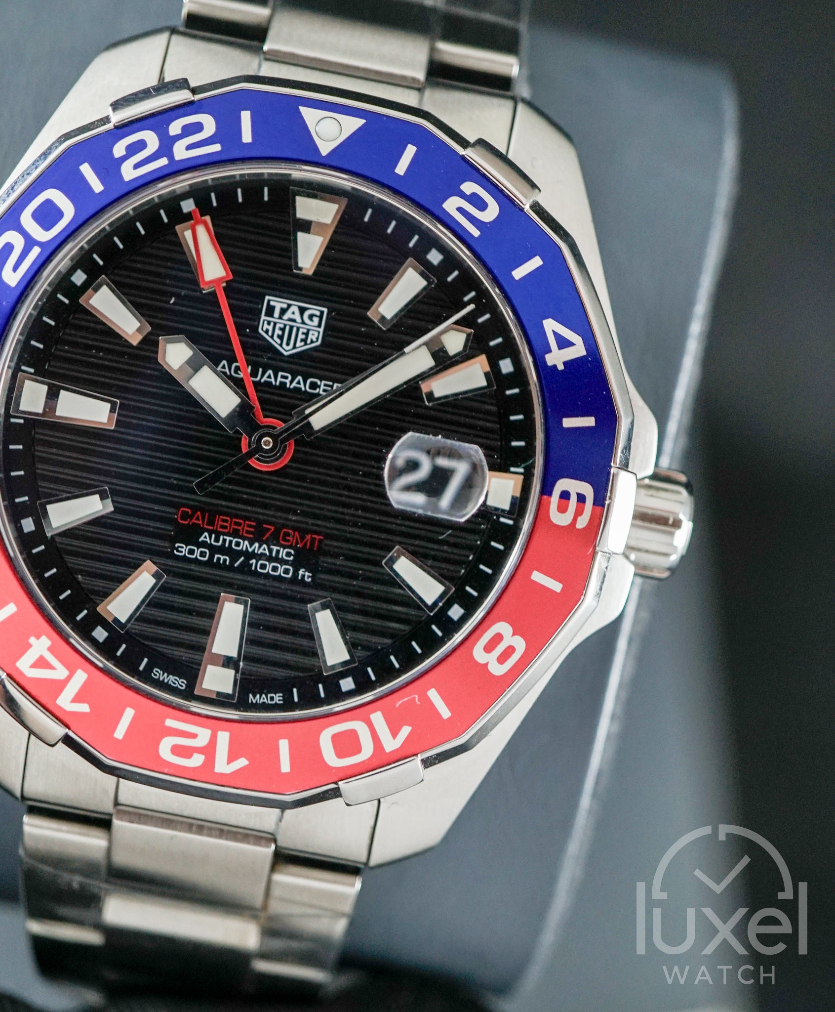 Aquaracer 300 GMT Pepsi Black Dial Steel Bracelet WAY201F