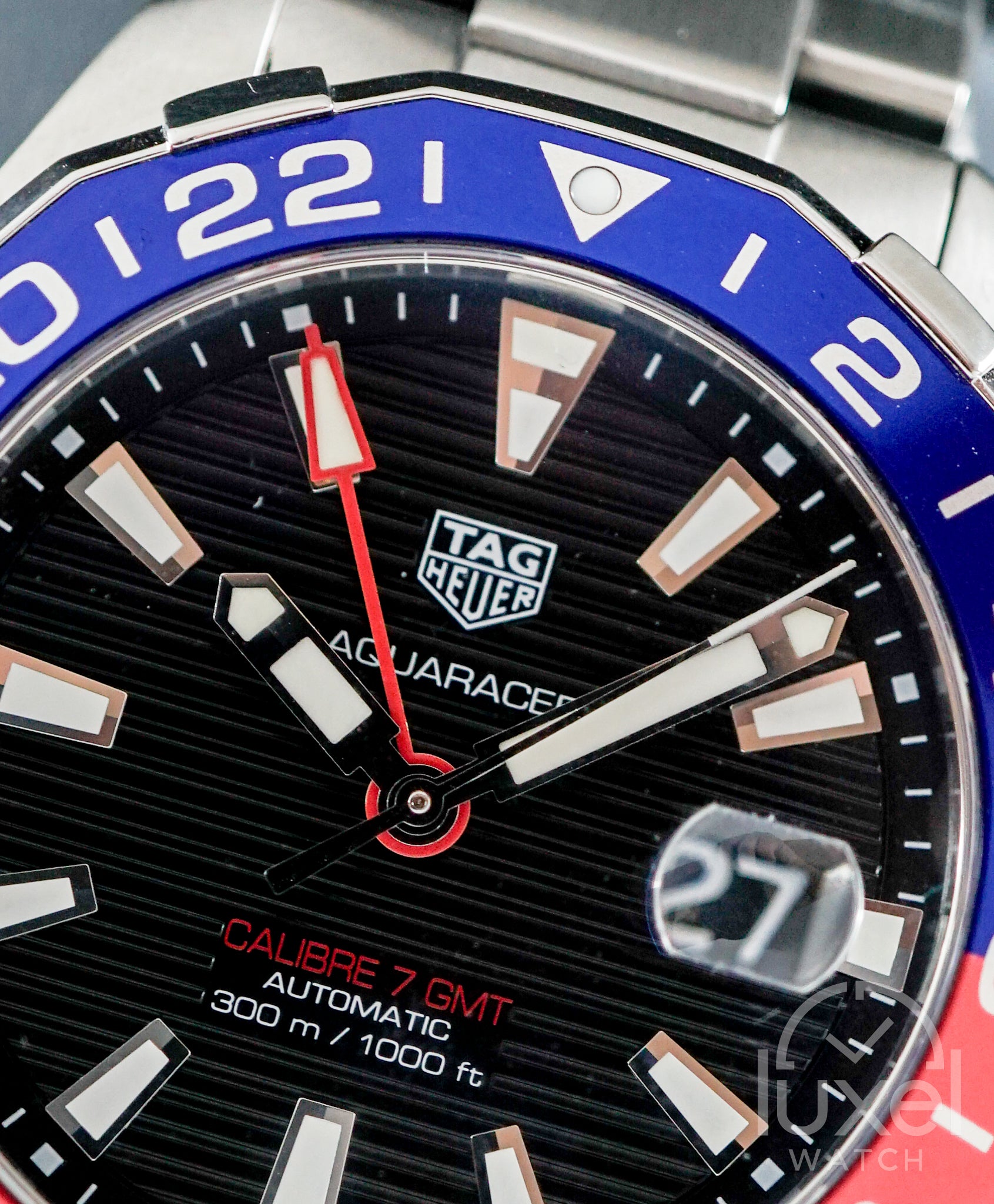 Aquaracer 300 GMT Pepsi Black Dial Steel Bracelet WAY201F