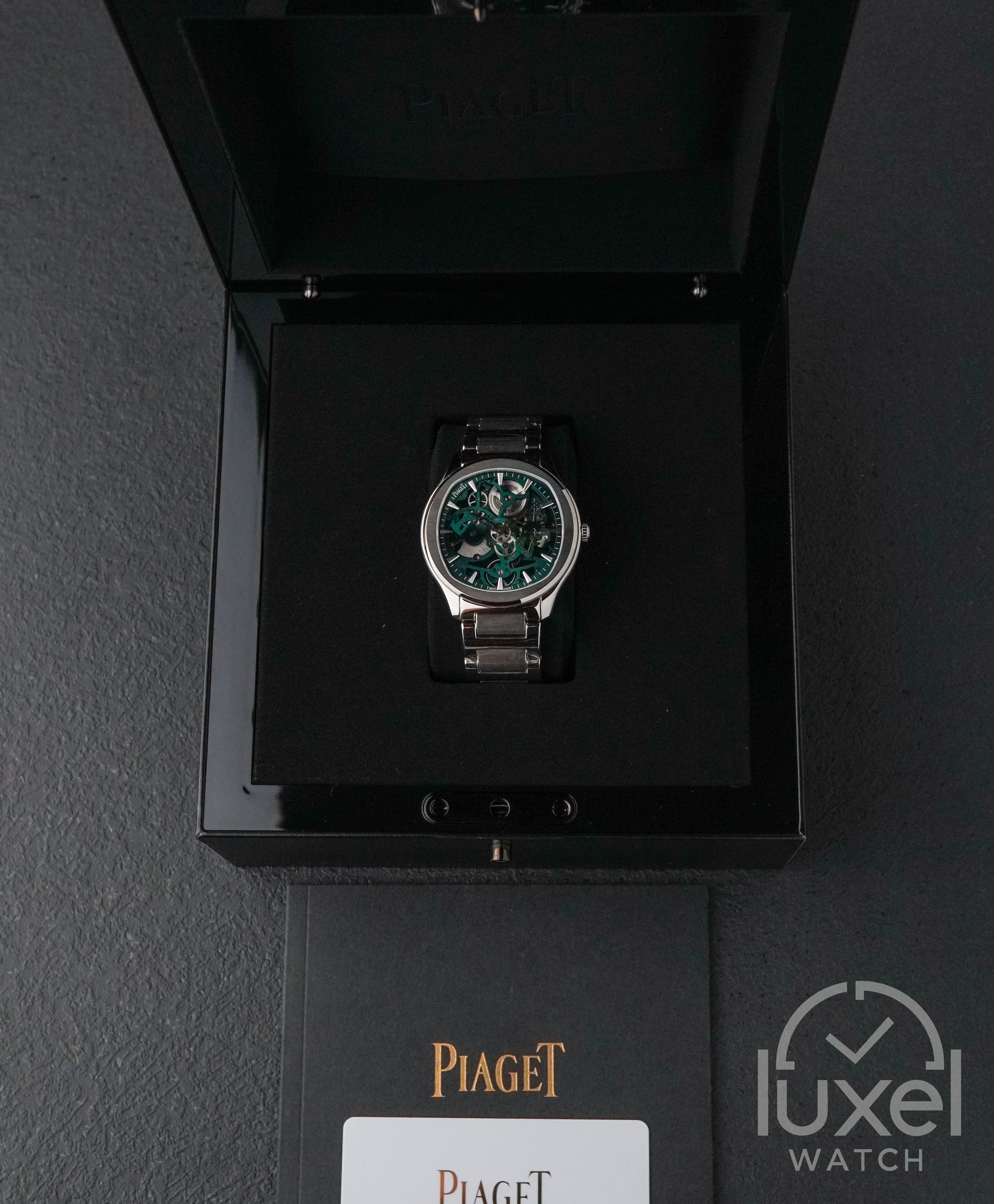 Polo Skeleton Watch 42mm With Green Skeleton Dial Steel Bracelet G0A47008