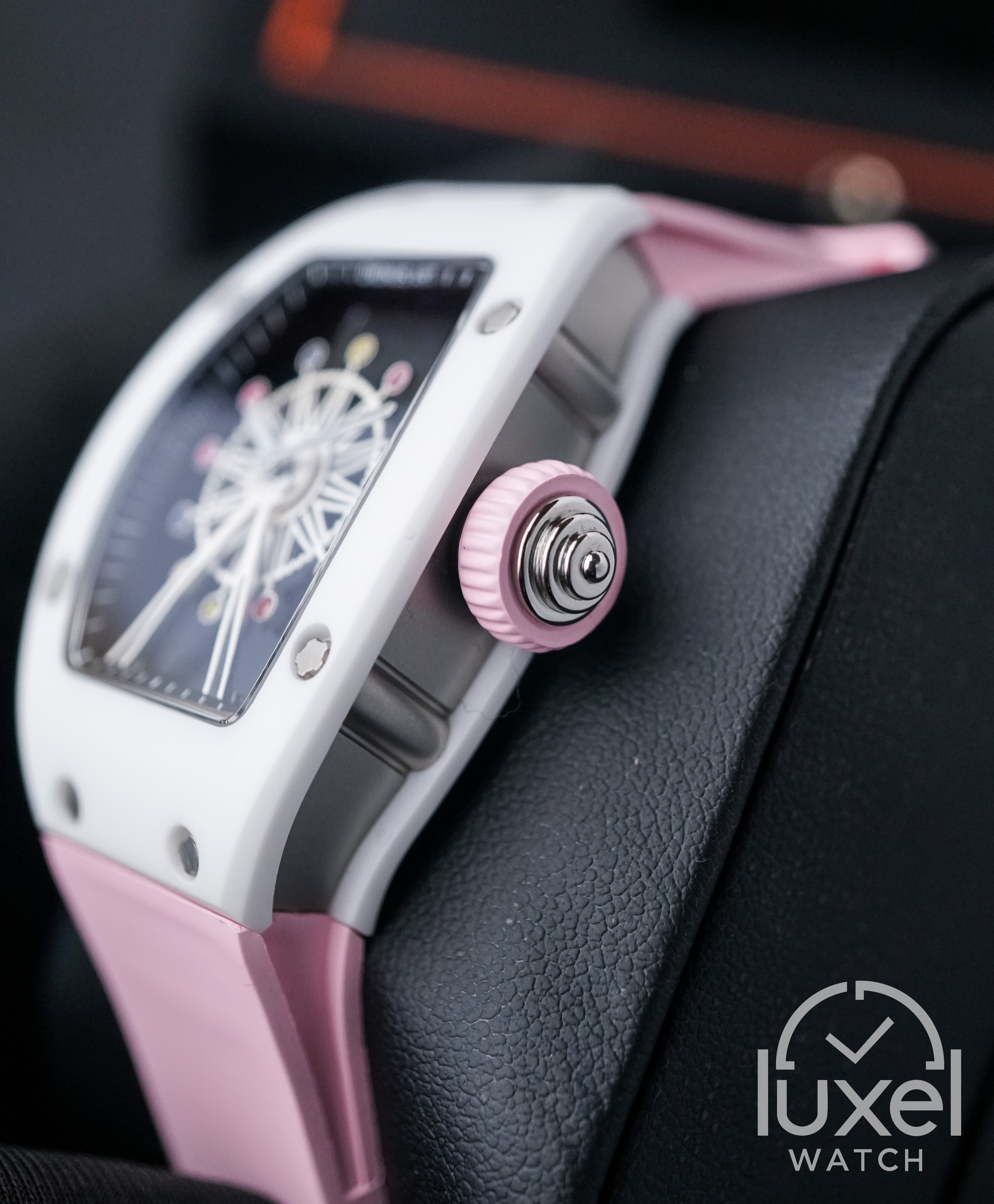 High-Tech Ceramics White Ferris Wheel Pink Strap CM07-02B