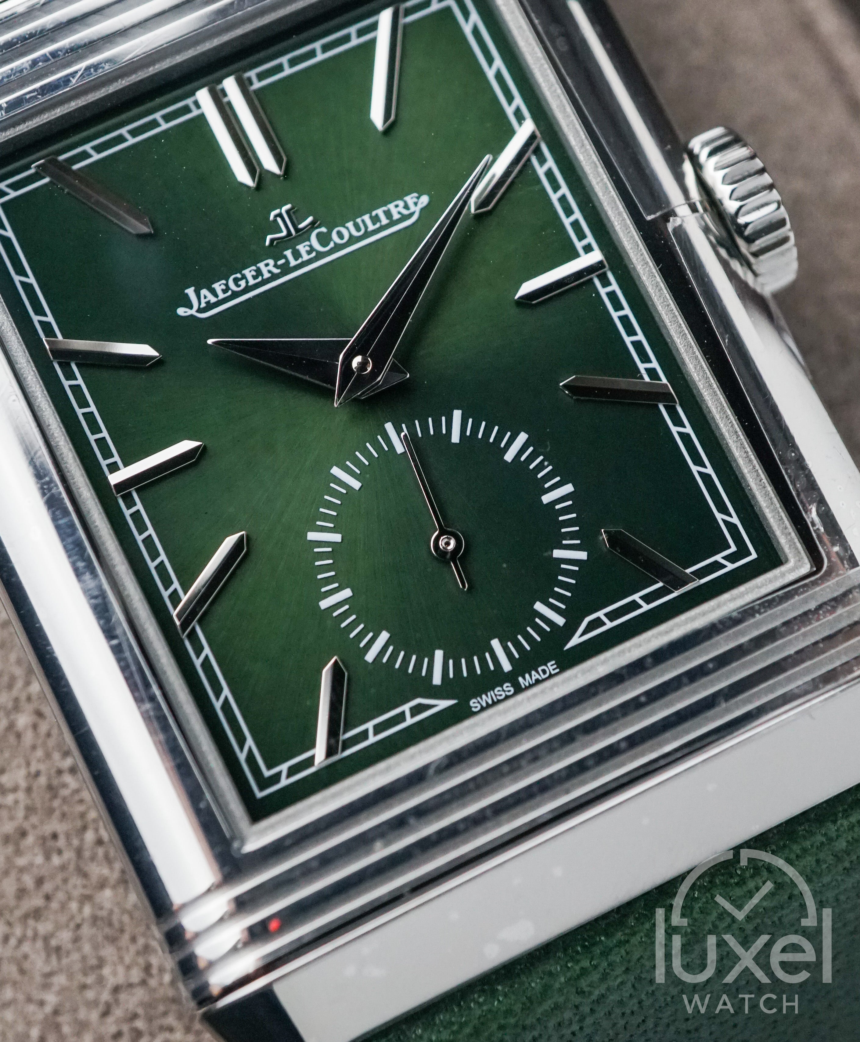 Reverso Tribute Monoface Small Seconds Green Dial Leather Strap Q397843J