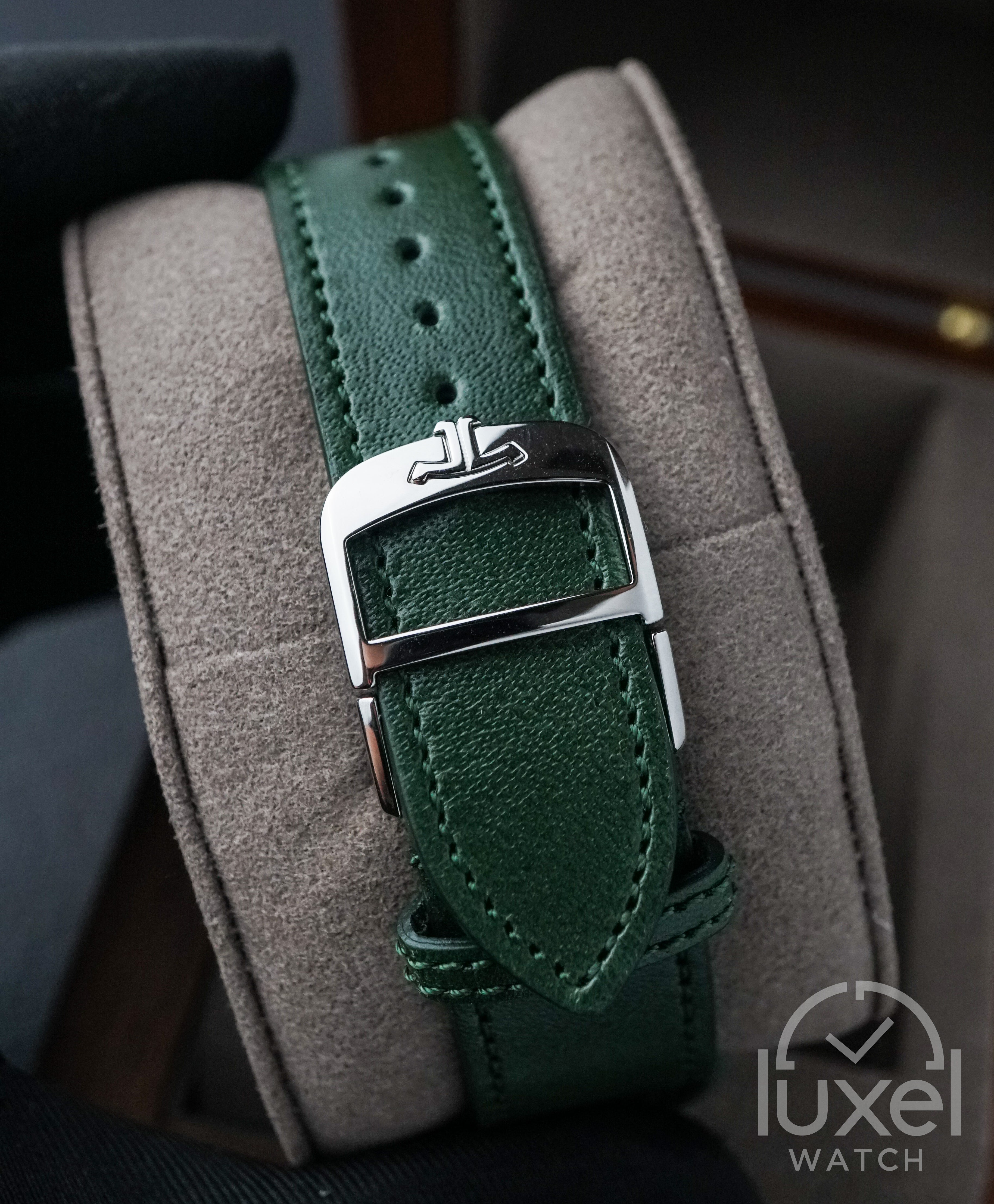 Reverso Tribute Monoface Small Seconds Green Dial Leather Strap Q397843J