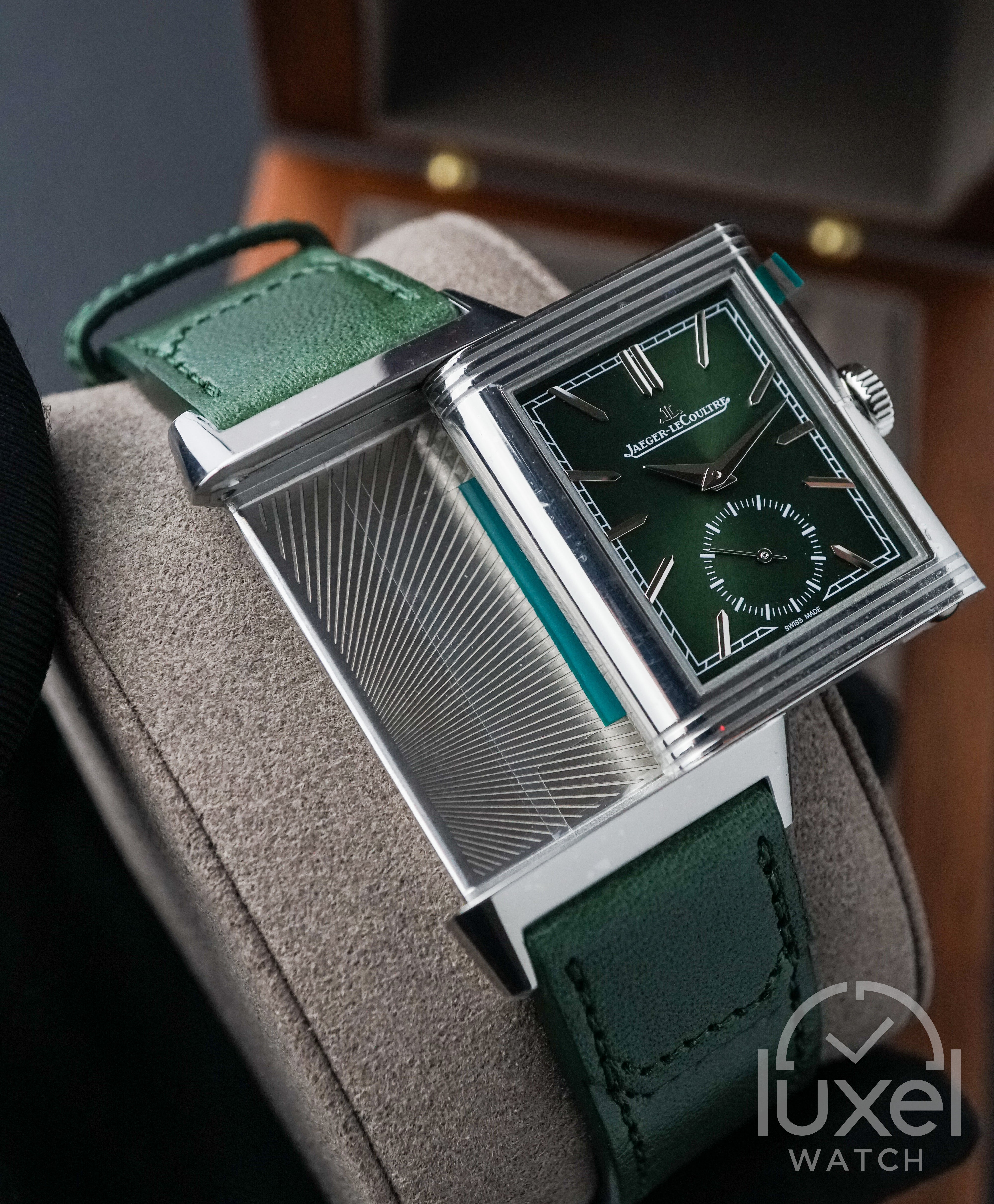 Reverso Tribute Monoface Small Seconds Green Dial Leather Strap Q397843J