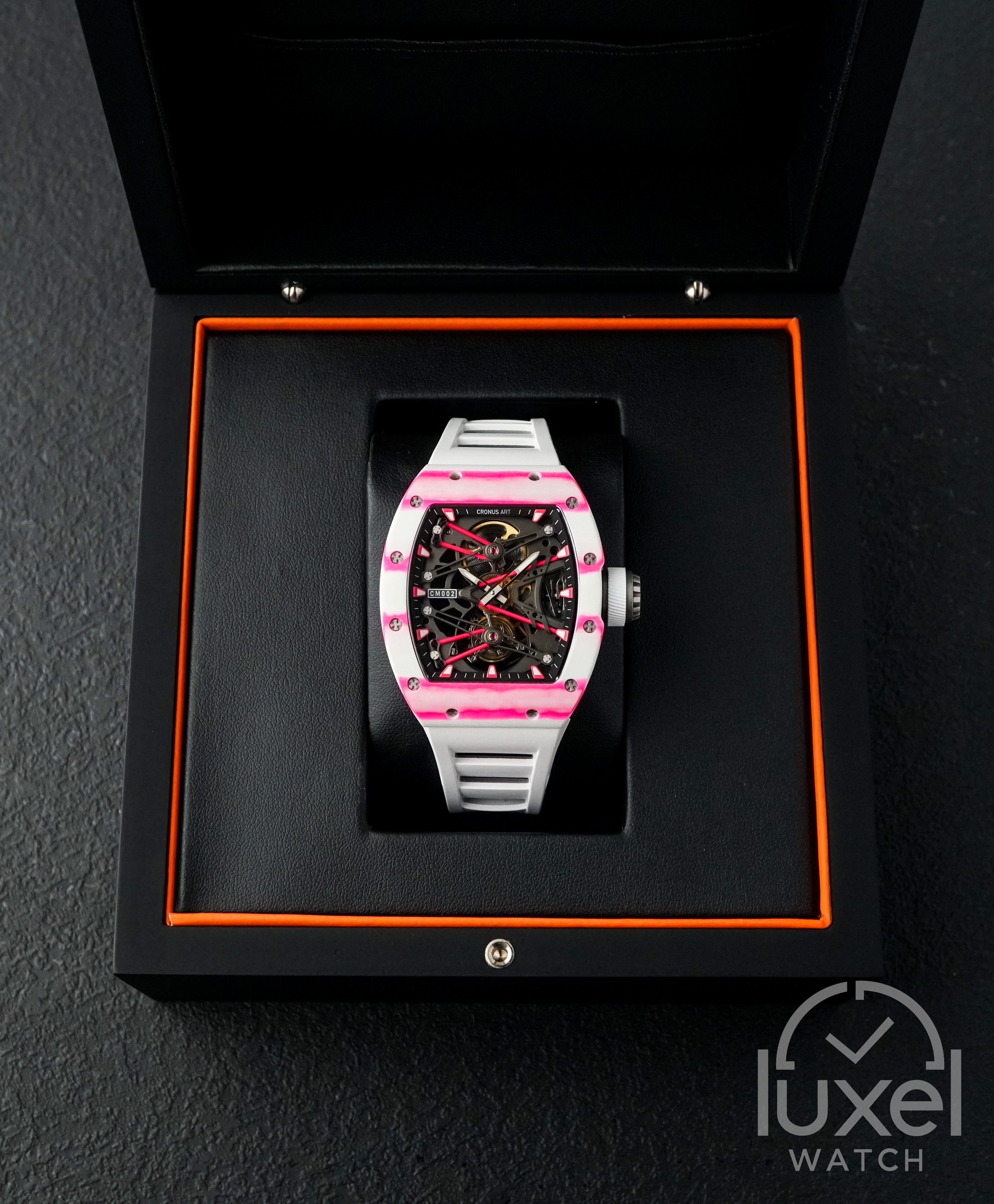 NTPT Carbon Fibre x Peacock Tourbillon White Pink Bubba CM002-038P