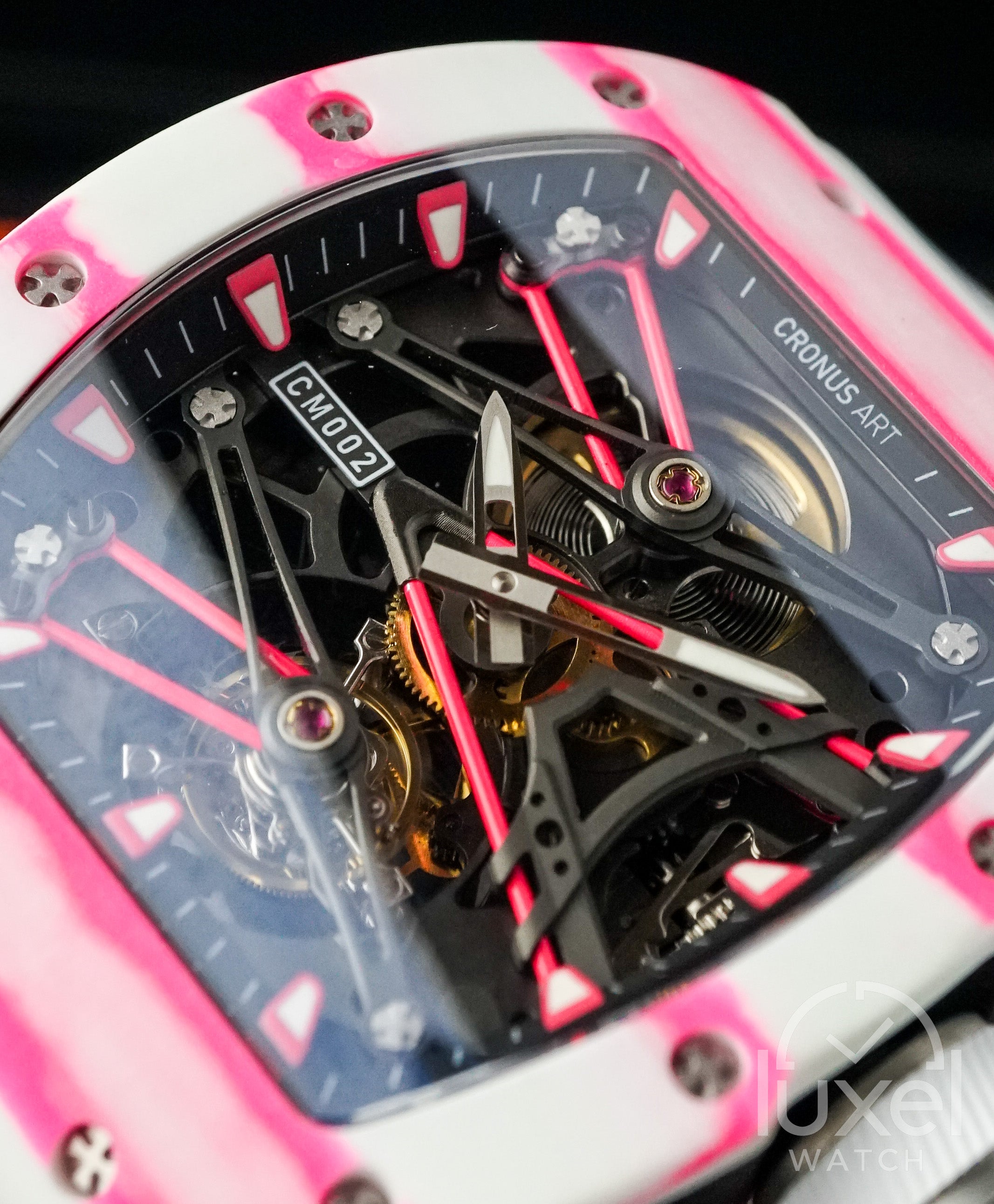 NTPT Carbon Fibre x Peacock Tourbillon White Pink Bubba CM002-038P