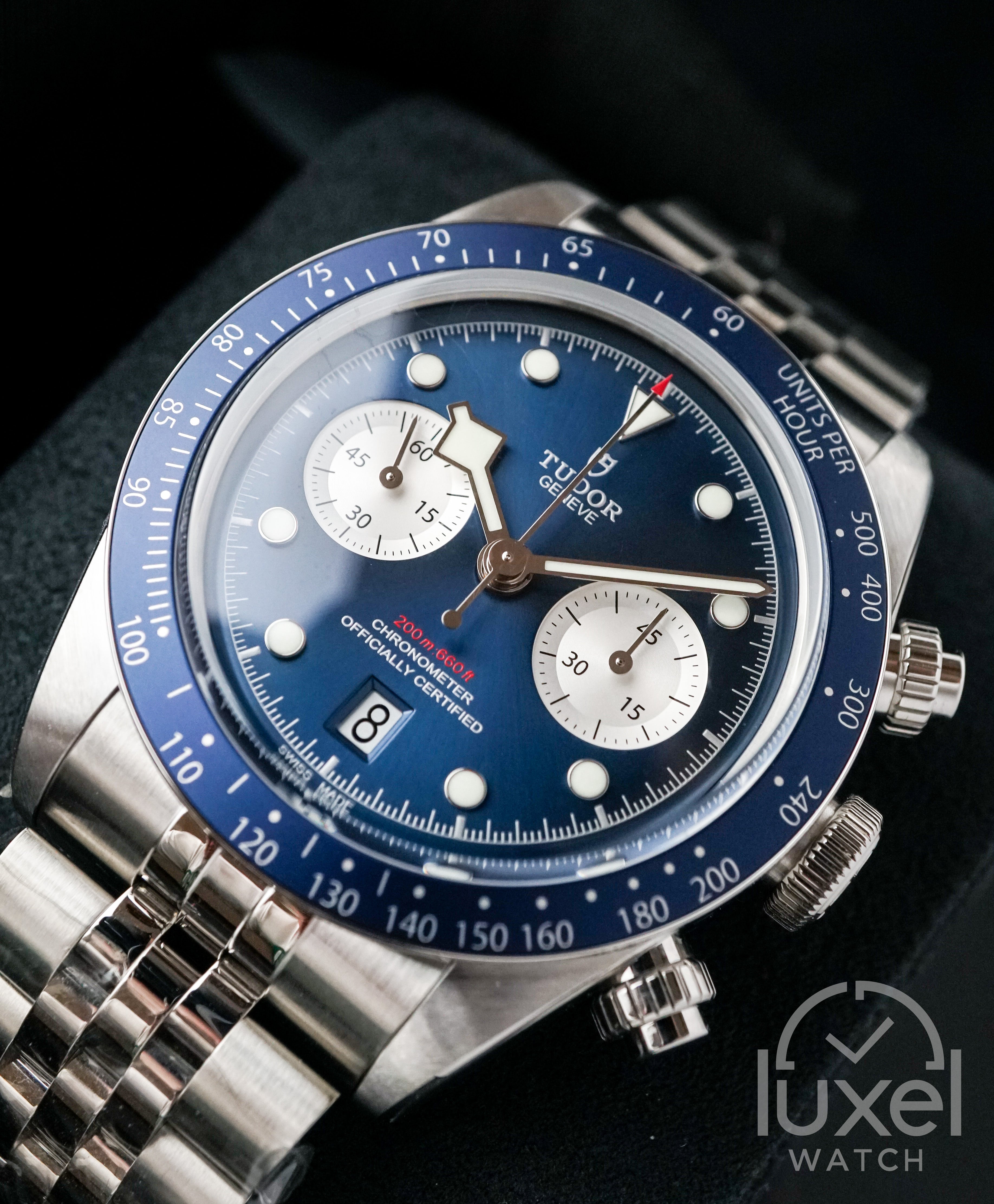 Black Bay Chrono Blue Dial with Silver Counters Domed Steel Bracelet M79360N-0002