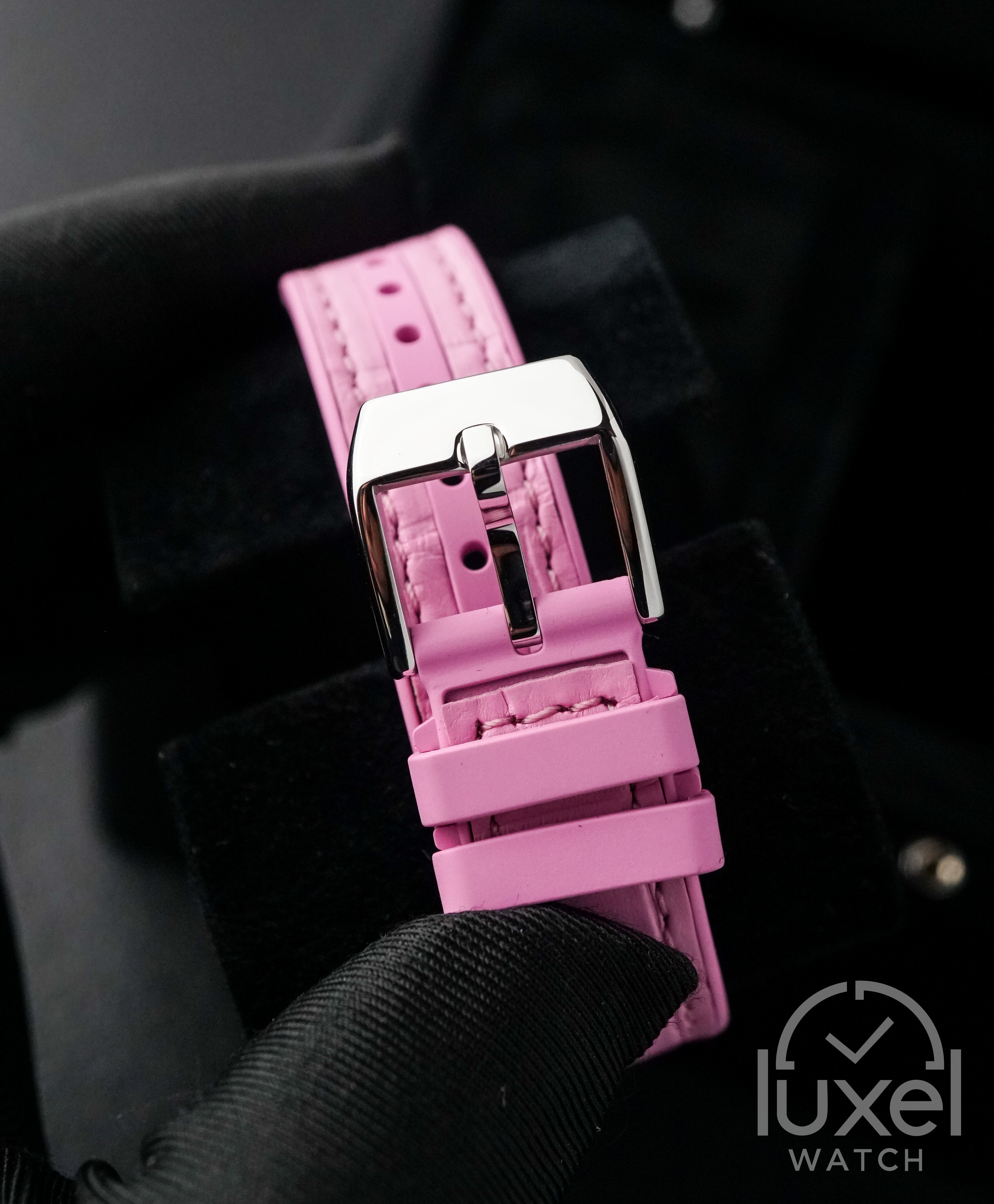 Vanguard Lady Center Seconds Color Dream White Dial With Pink Rubber Strap V32SCATFOCOLDRM