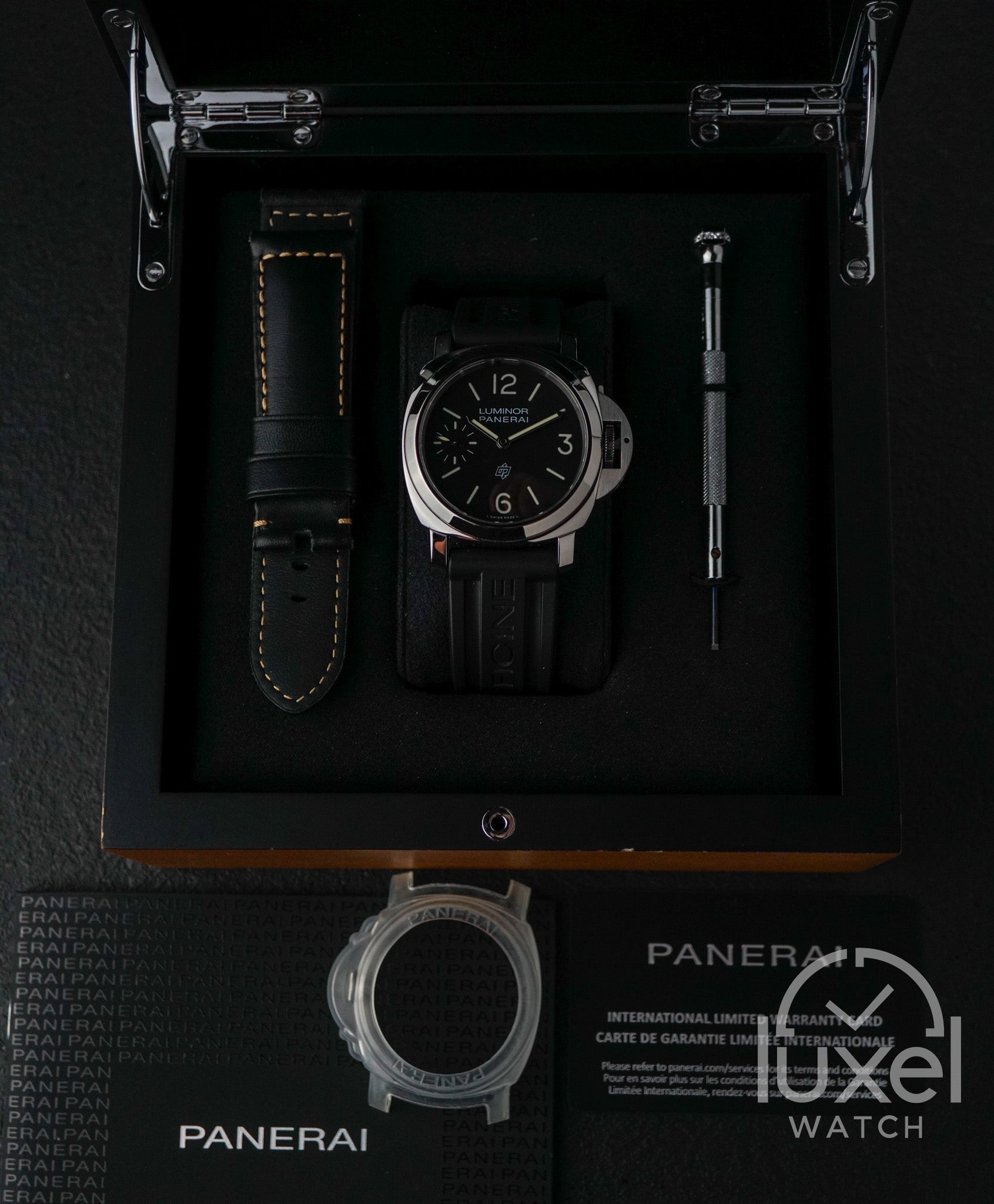 PAM 1084 Black Dial With Black Rubber Strap + Extra Black Leather Strap