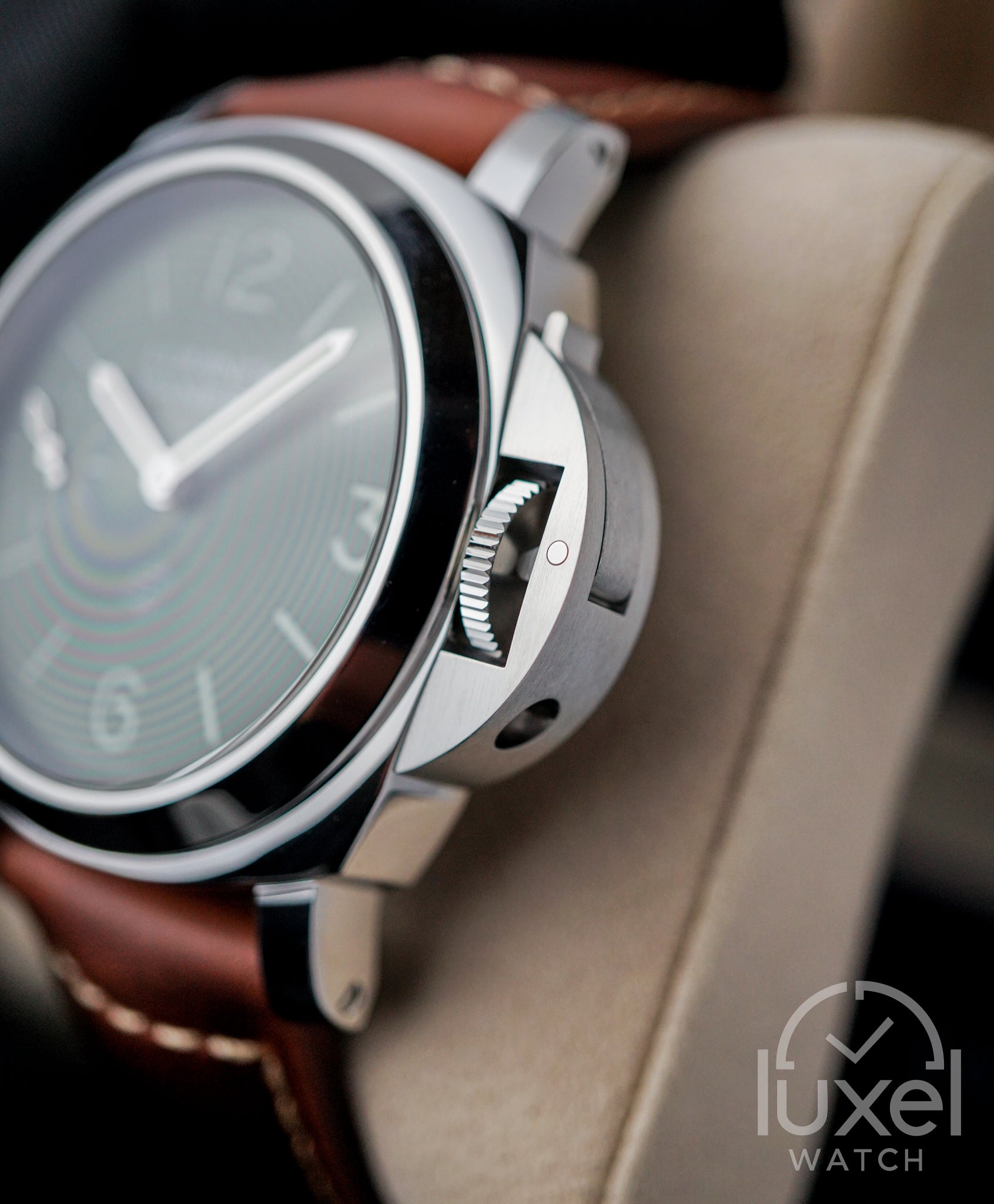Luminor Logo PAM01624 Green Dial with Brown Leather Strap + Extra Green Rubber Strap