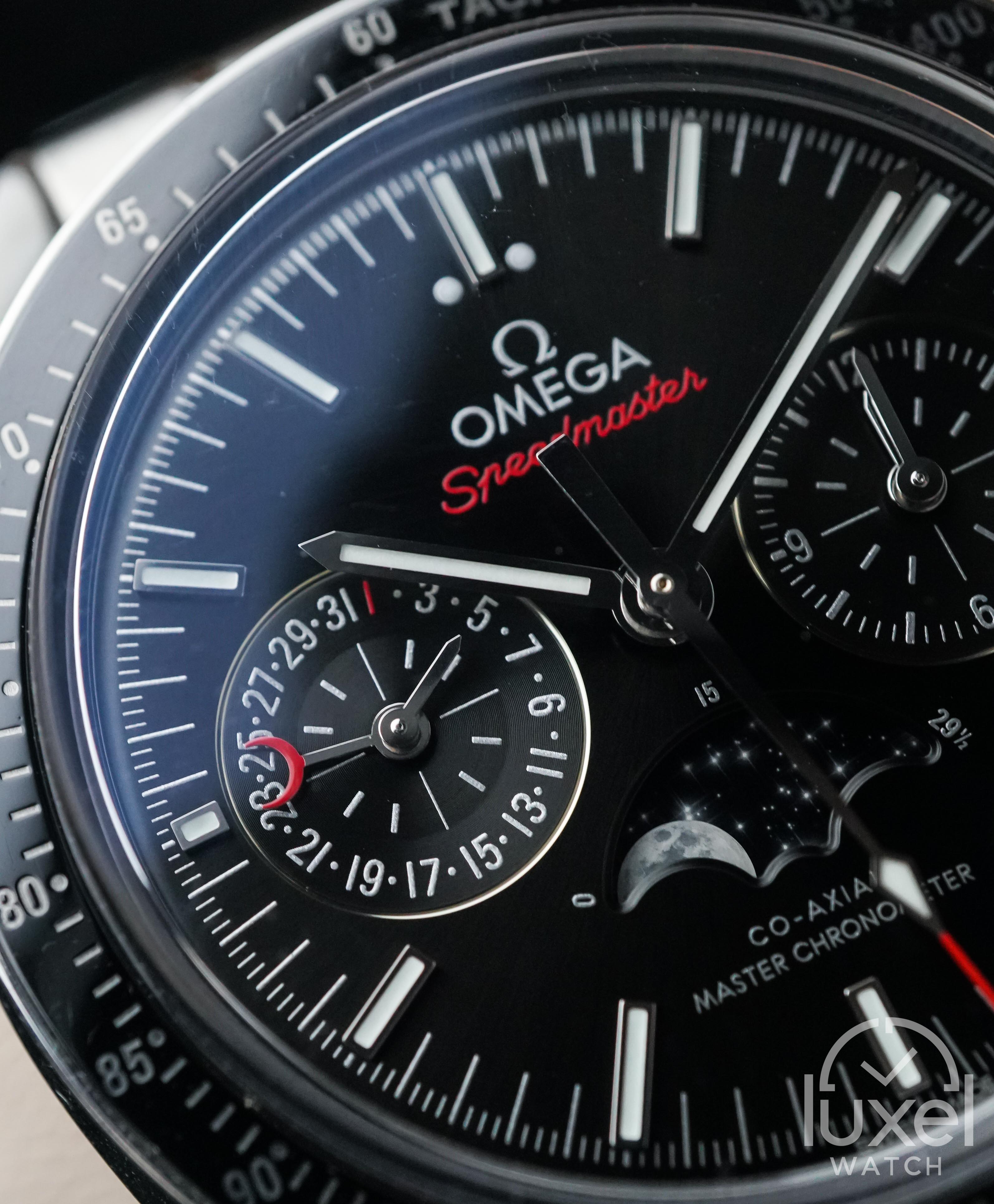 omega Speedmaster Moonphase With Black Dial Aligator Strap 304.33.44.52.01.001