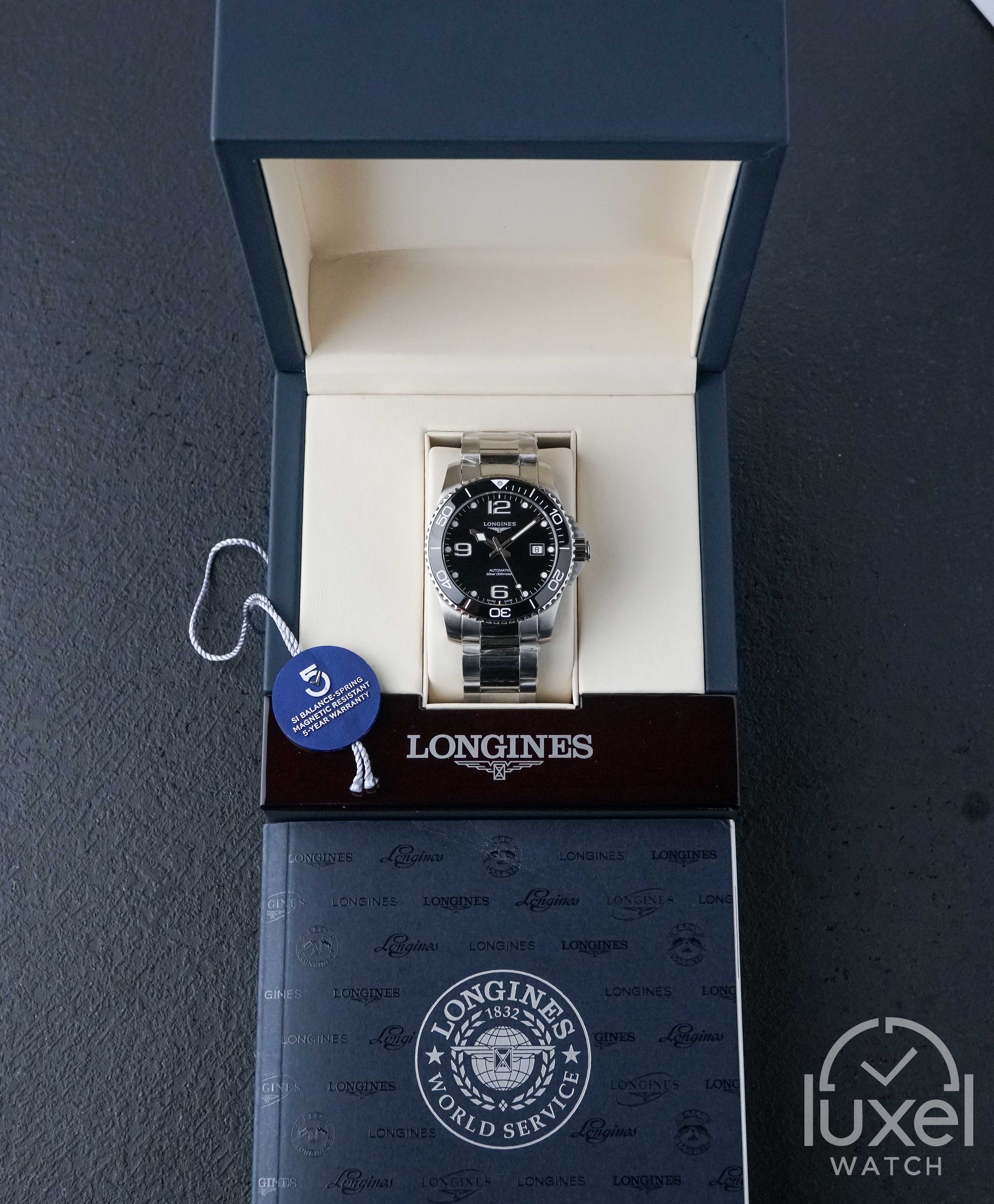 longines Hydroconquest With Sunray Black Steel Bracelet L3.781.4.56.6