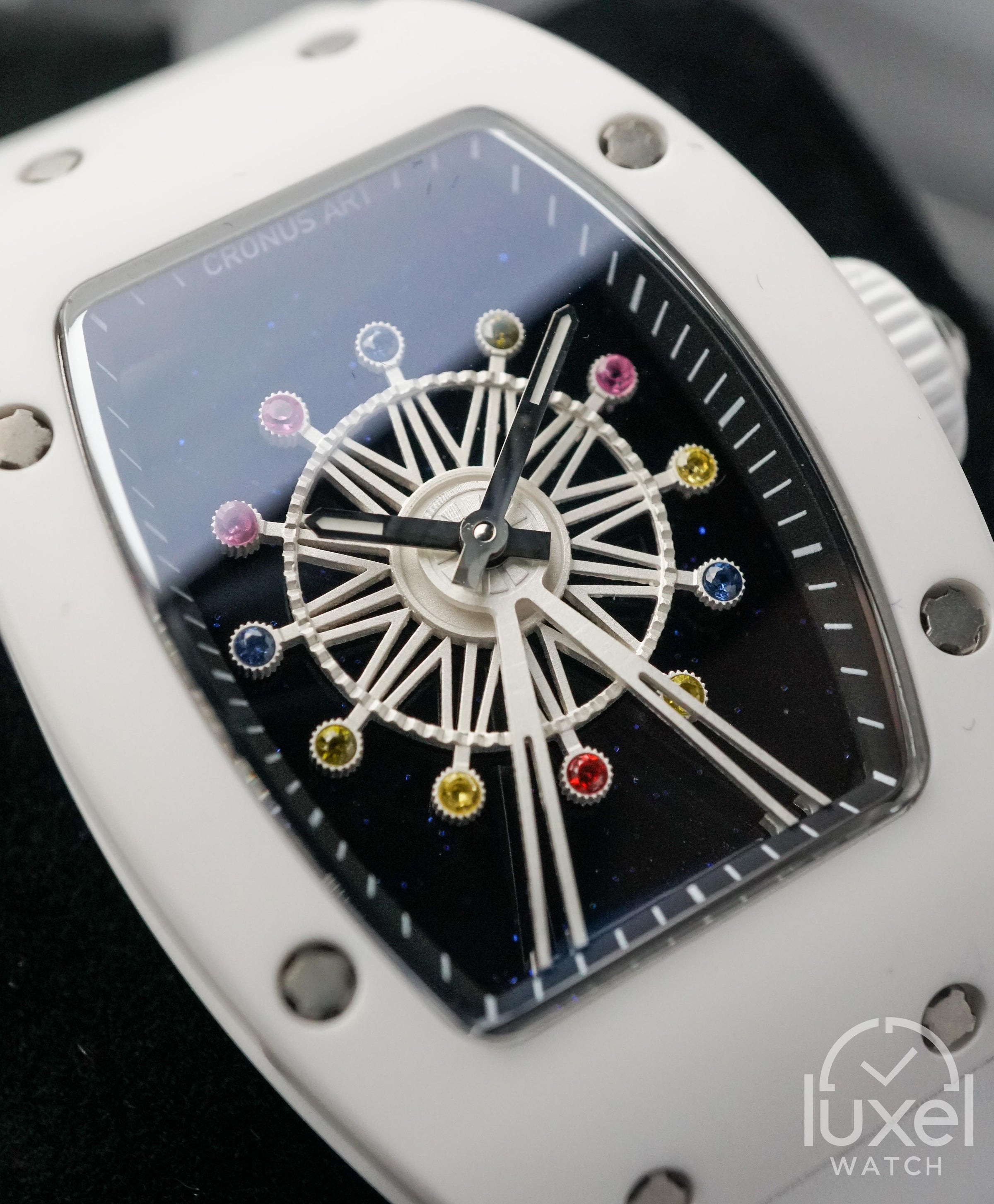 cronus art High-Tech Ceramics White Ferris Wheel 45mm x 31mm Ceramic Case CM003.02A