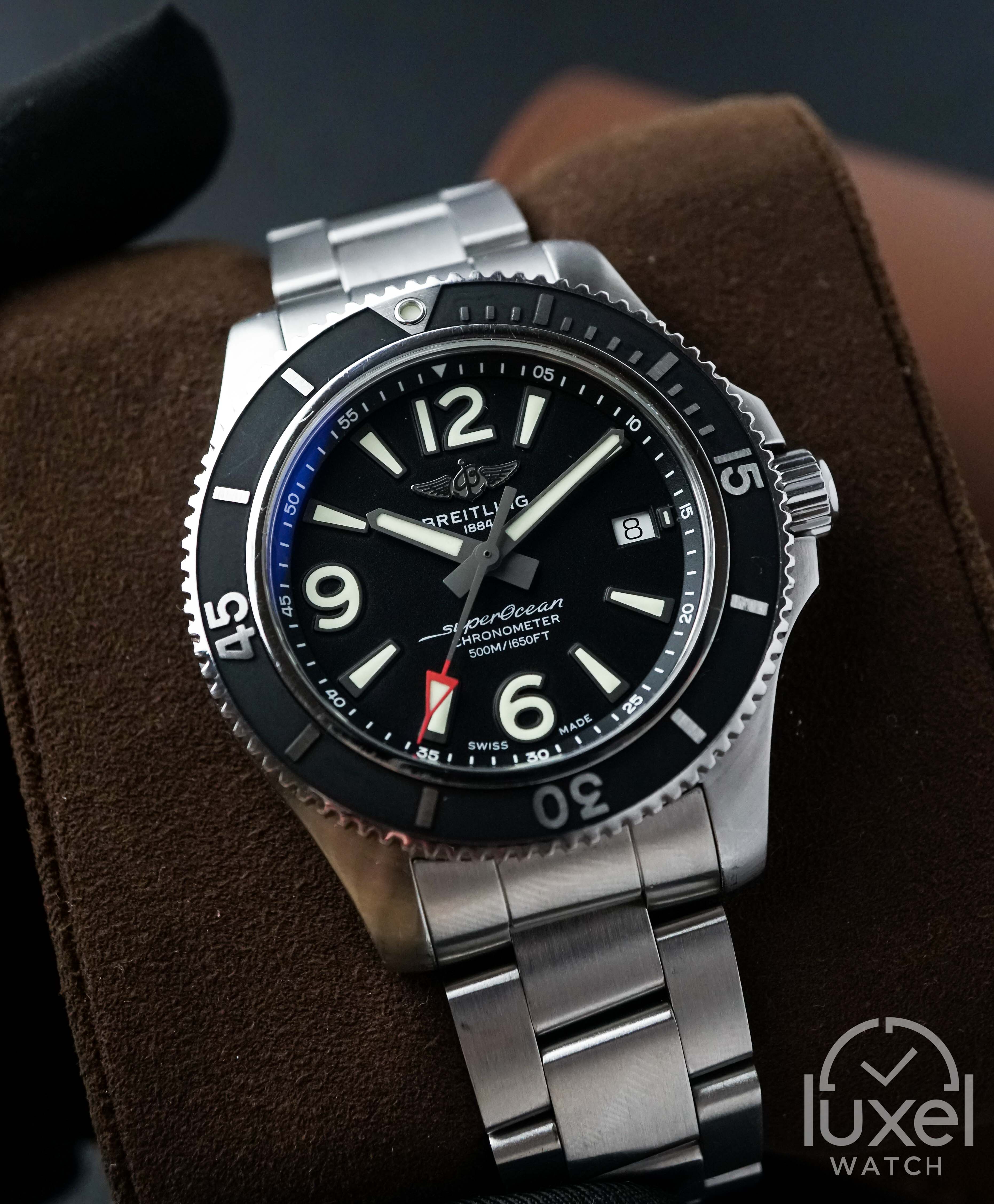 breitling Superocean with Black Dial Steel Bracelet A17366