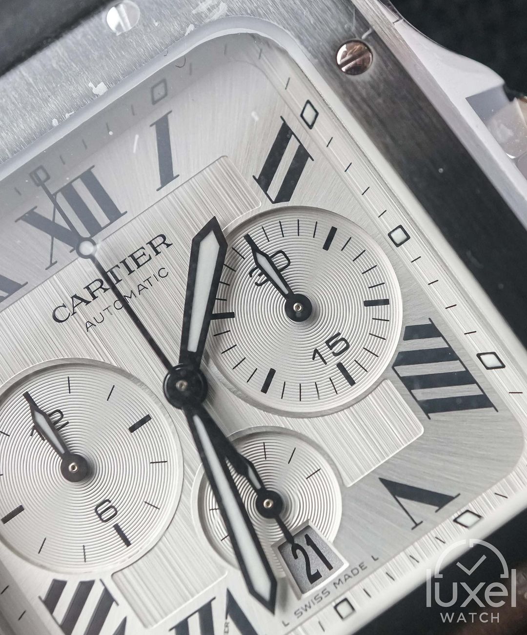 cartier Santos XL Chrono With White Dial Rubber Strap WSSA0017