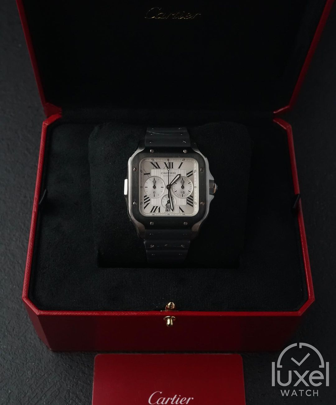 cartier Santos XL Chrono With White Dial Rubber Strap WSSA0017