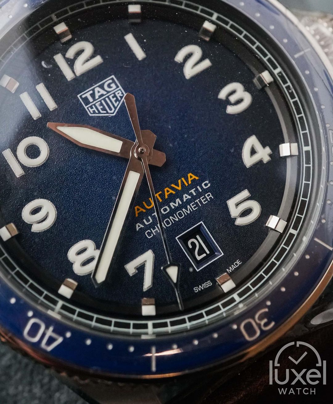 tag heuer Autavia With Blue Dial Leather Strap WBE5116