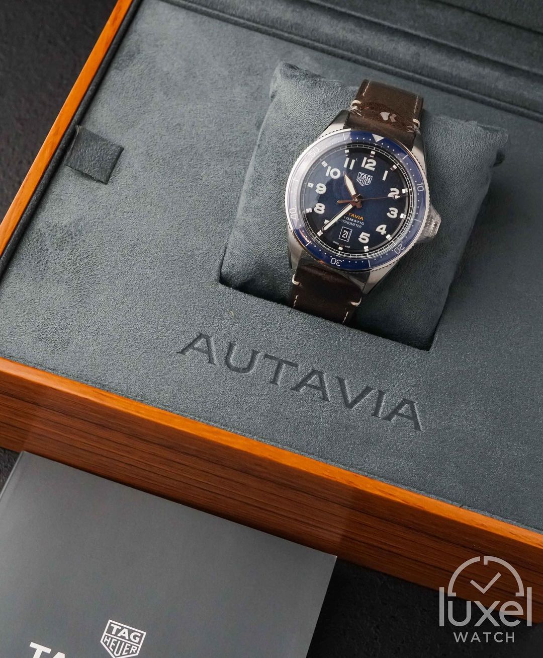 tag heuer Autavia With Blue Dial Leather Strap WBE5116