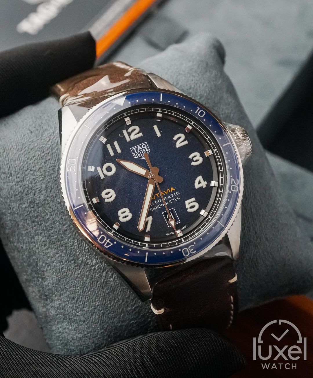 tag heuer Autavia With Blue Dial Leather Strap WBE5116