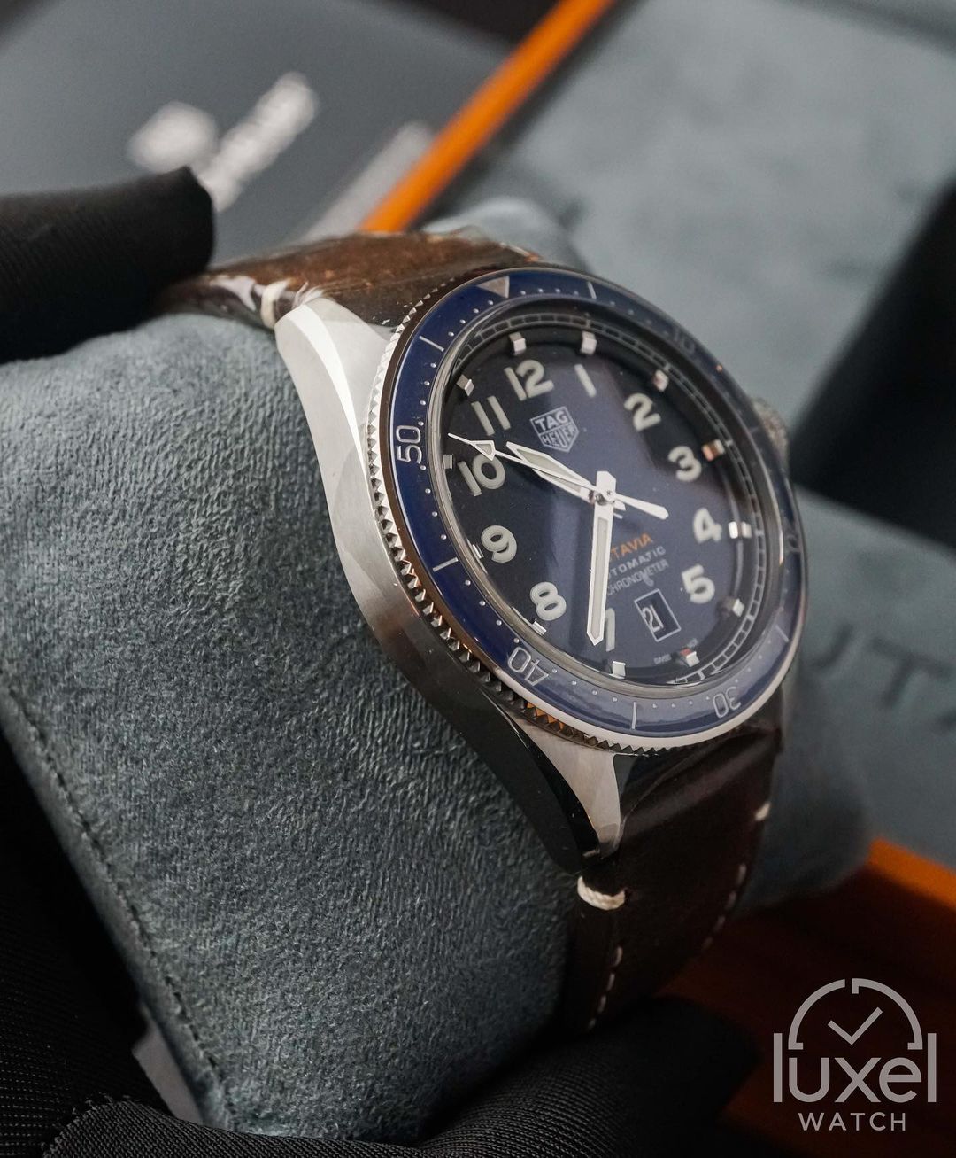 tag heuer Autavia With Blue Dial Leather Strap WBE5116