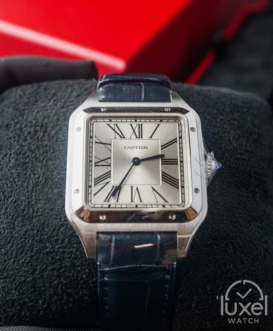 cartier Santos Dumont XL WIth Silver Dial Lether Strap WSSA0032