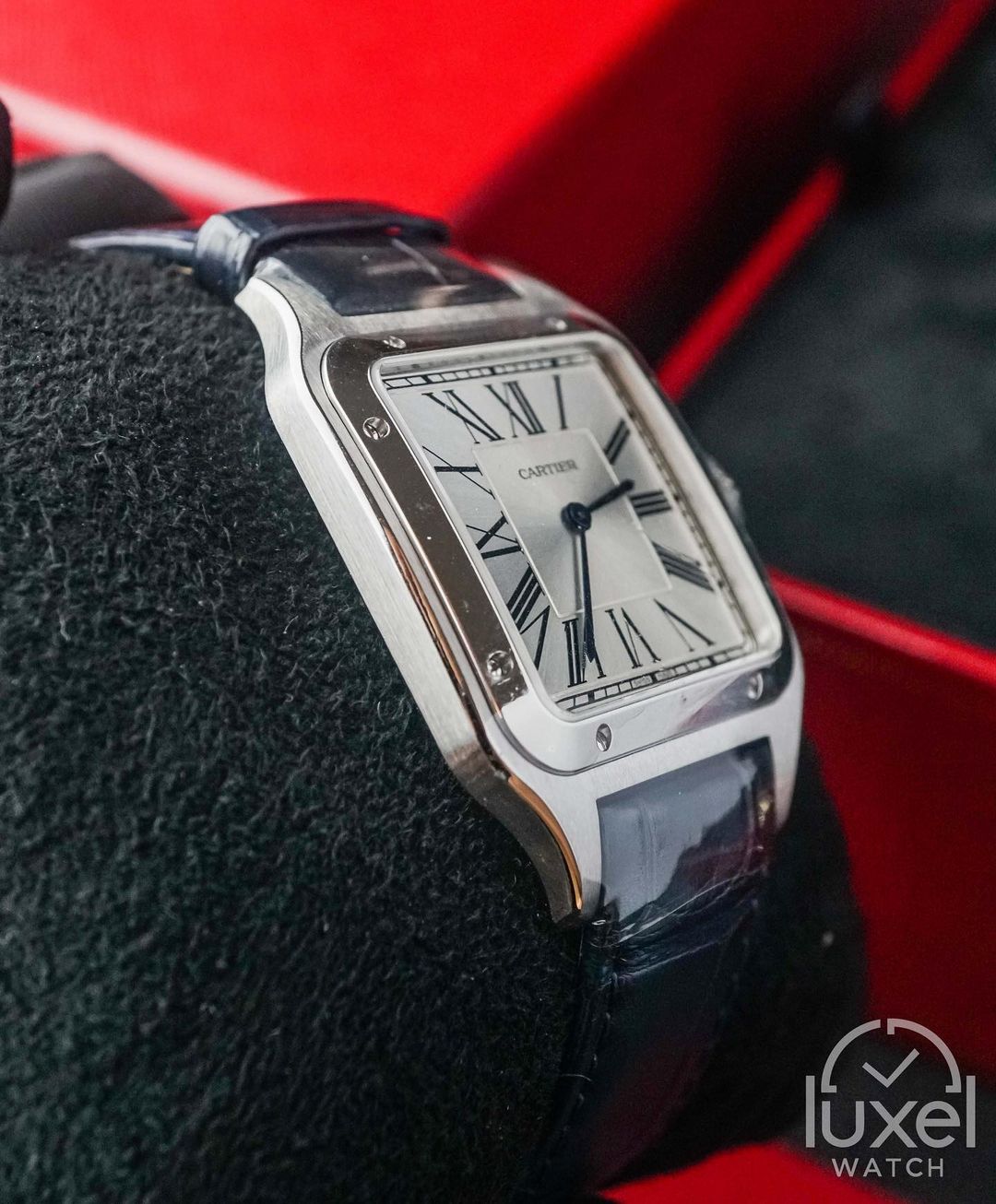 cartier Santos Dumont XL WIth Silver Dial Lether Strap WSSA0032