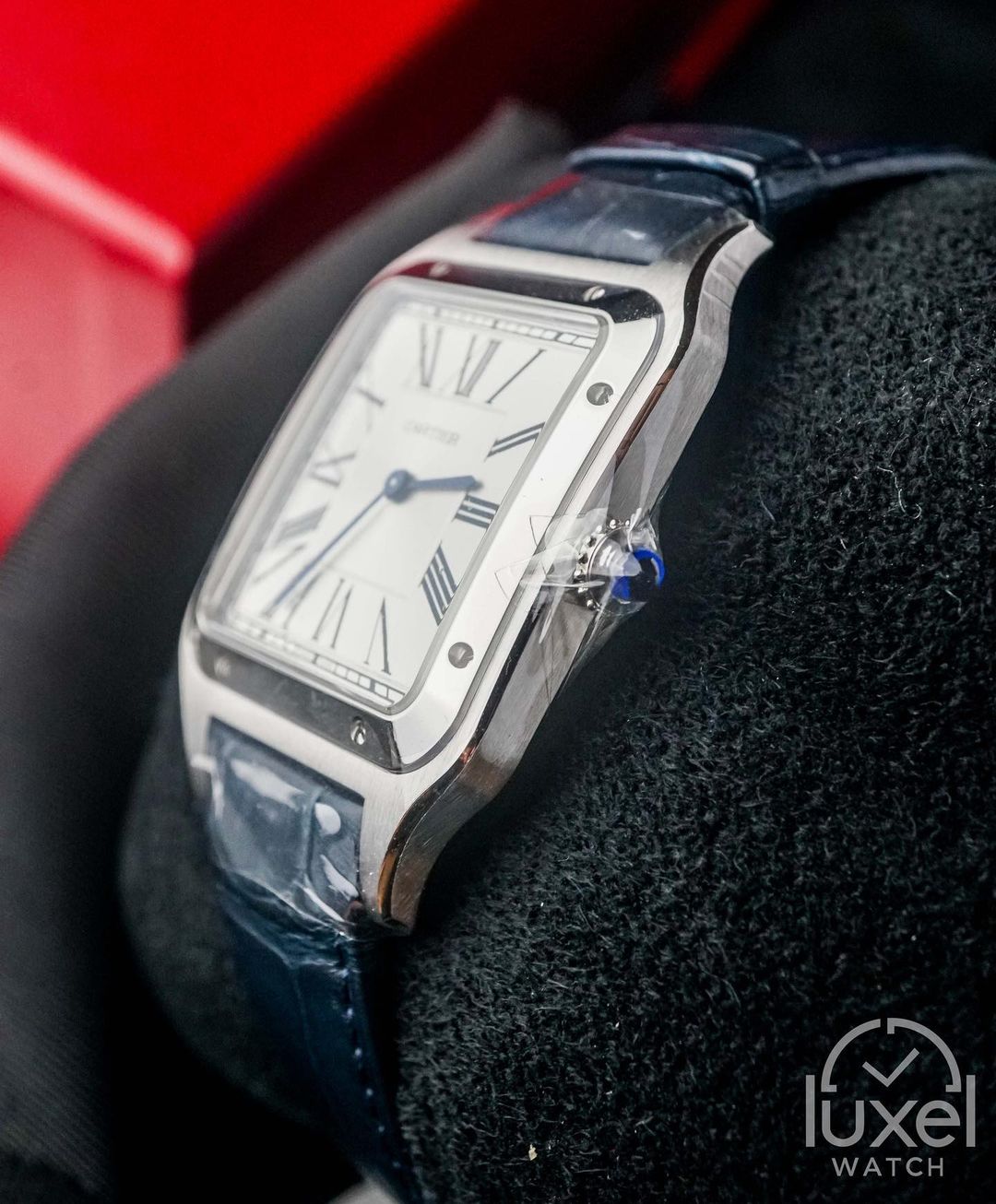 cartier Santos Dumont XL WIth Silver Dial Lether Strap WSSA0032