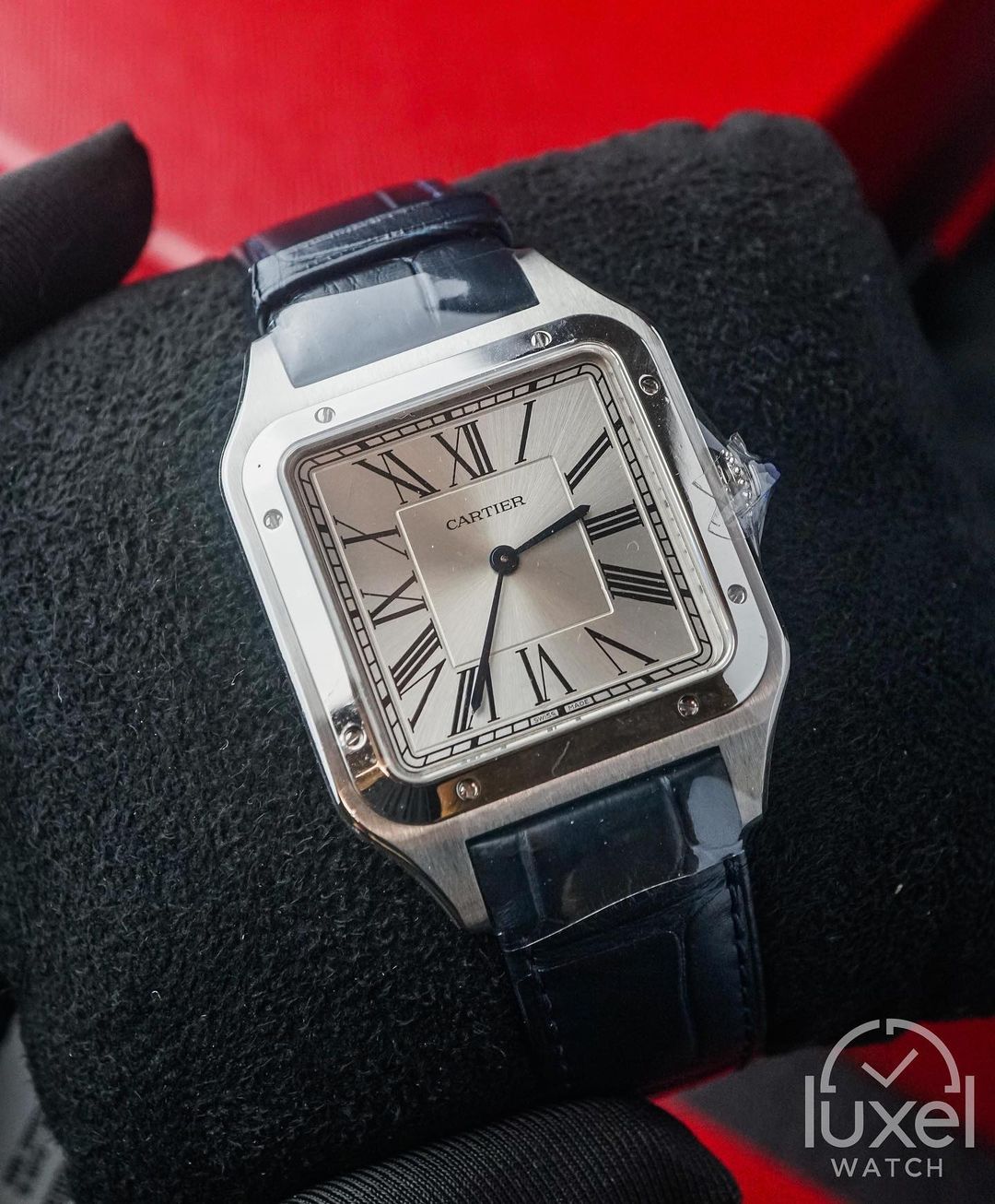 cartier Santos Dumont XL WIth Silver Dial Lether Strap WSSA0032