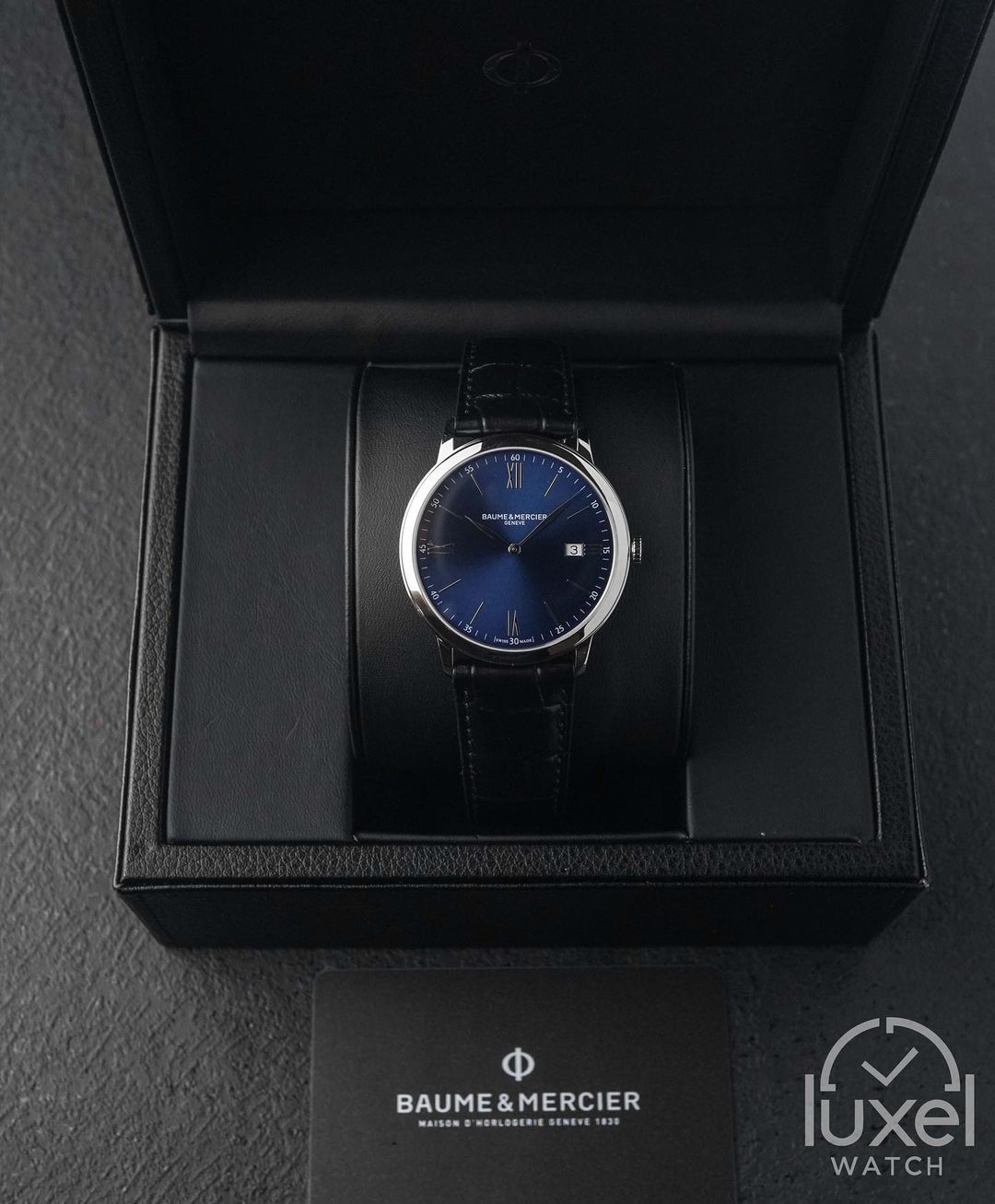 baume mercier Classima With Sunray Blue Dial Leather Strap 10324