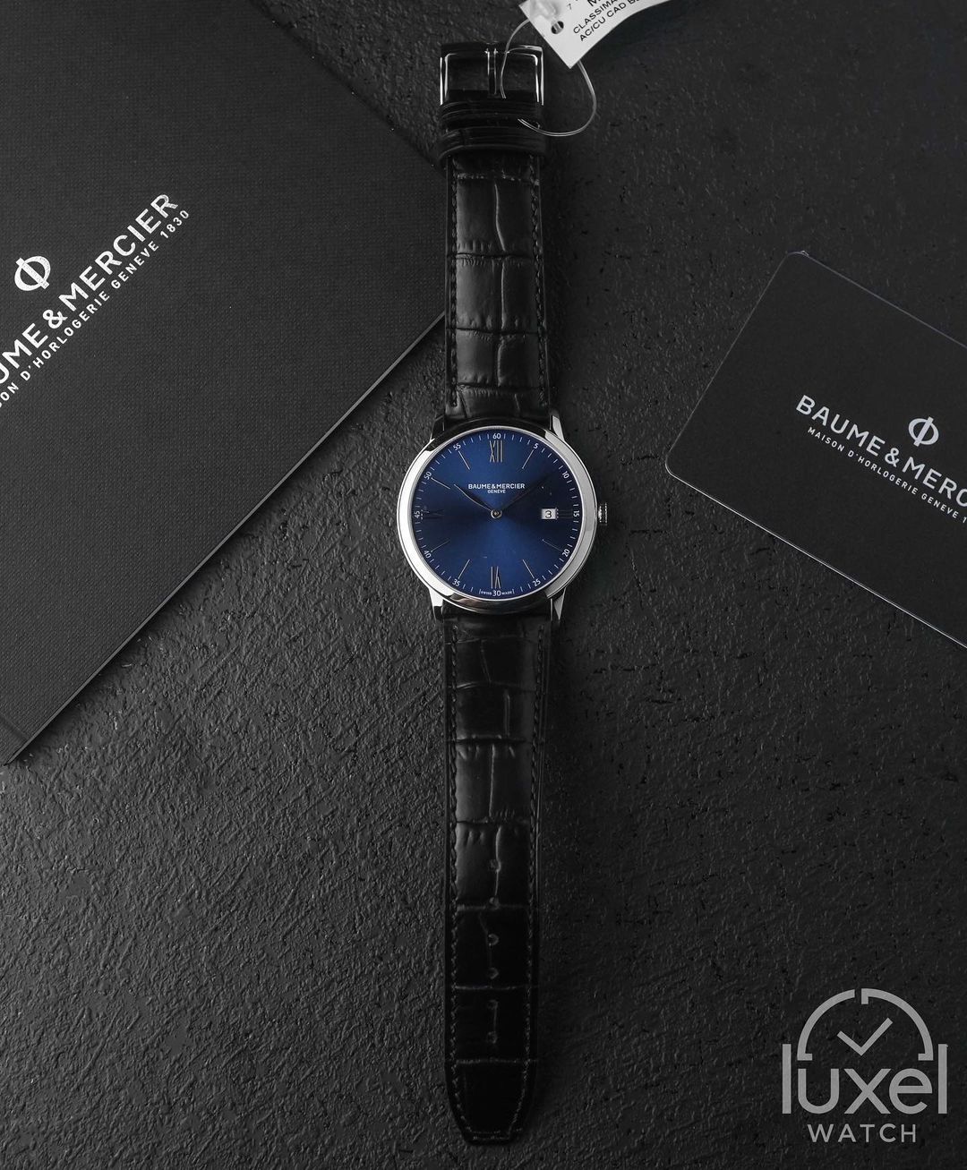 baume mercier Classima With Sunray Blue Dial Leather Strap 10324