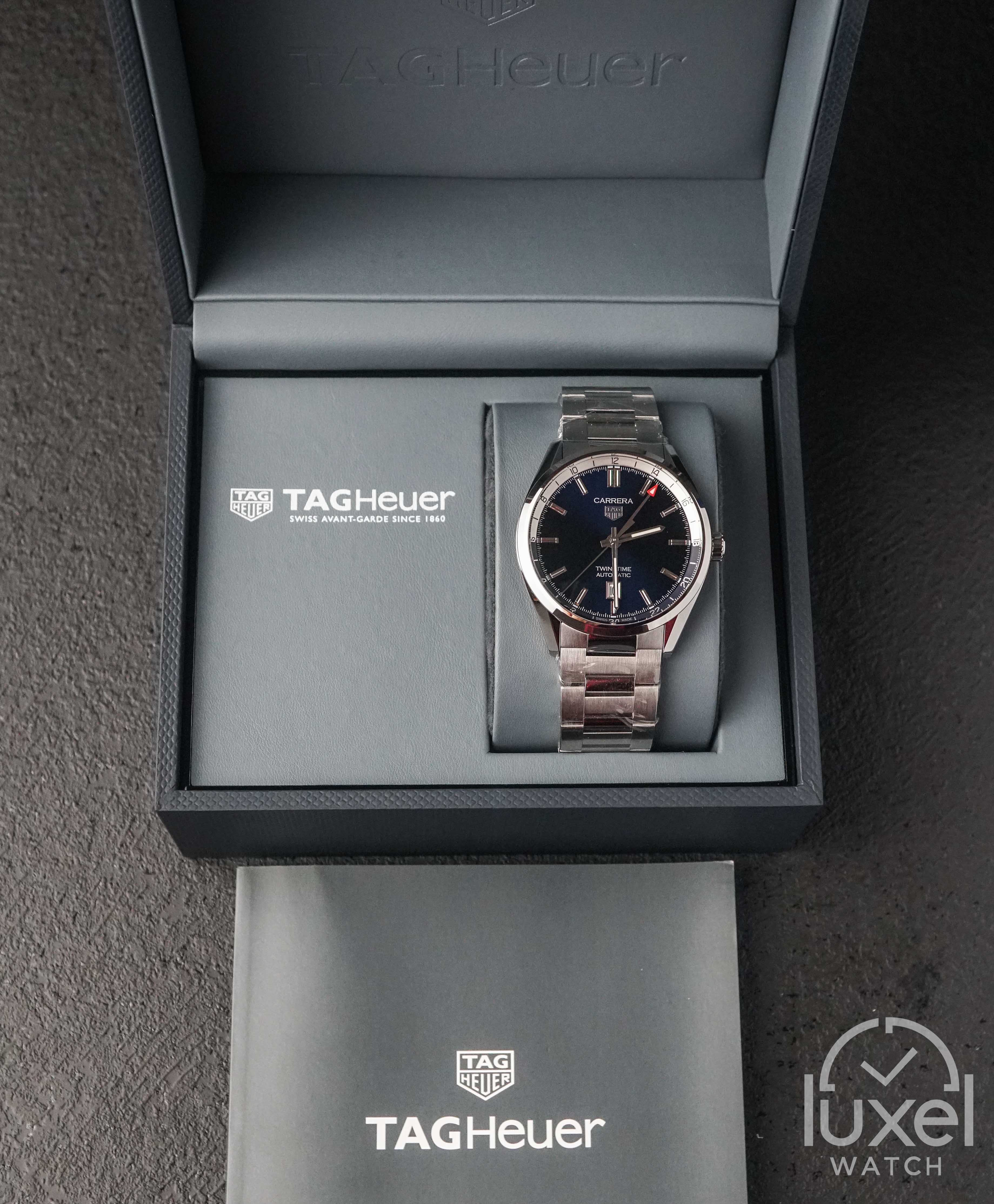 tag heuer Carrera Twin Time Calibre 7 GMT With Blue Dial Steel Bracelet WBN201A