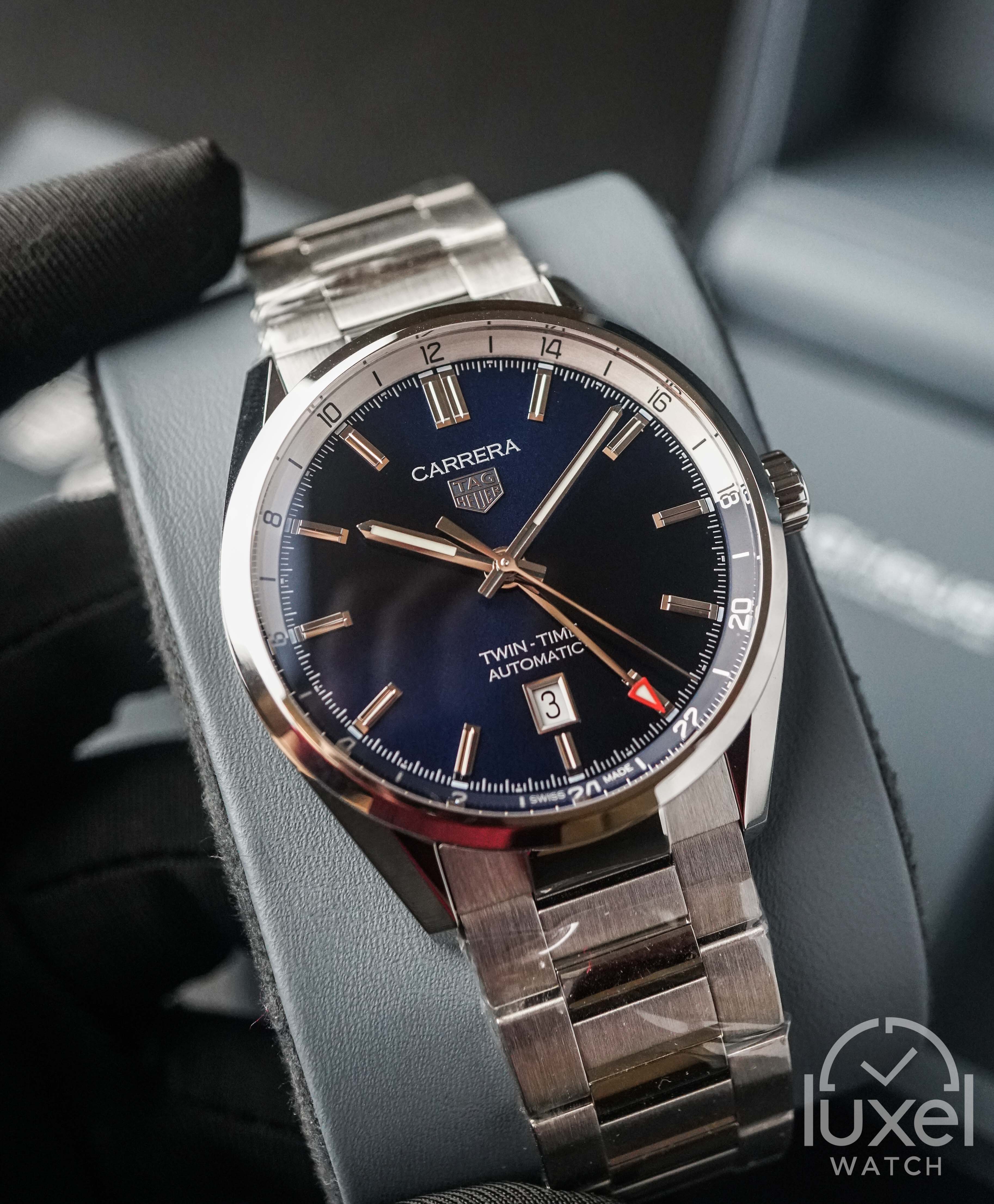 tag heuer Carrera Twin Time Calibre 7 GMT With Blue Dial Steel Bracelet WBN201A