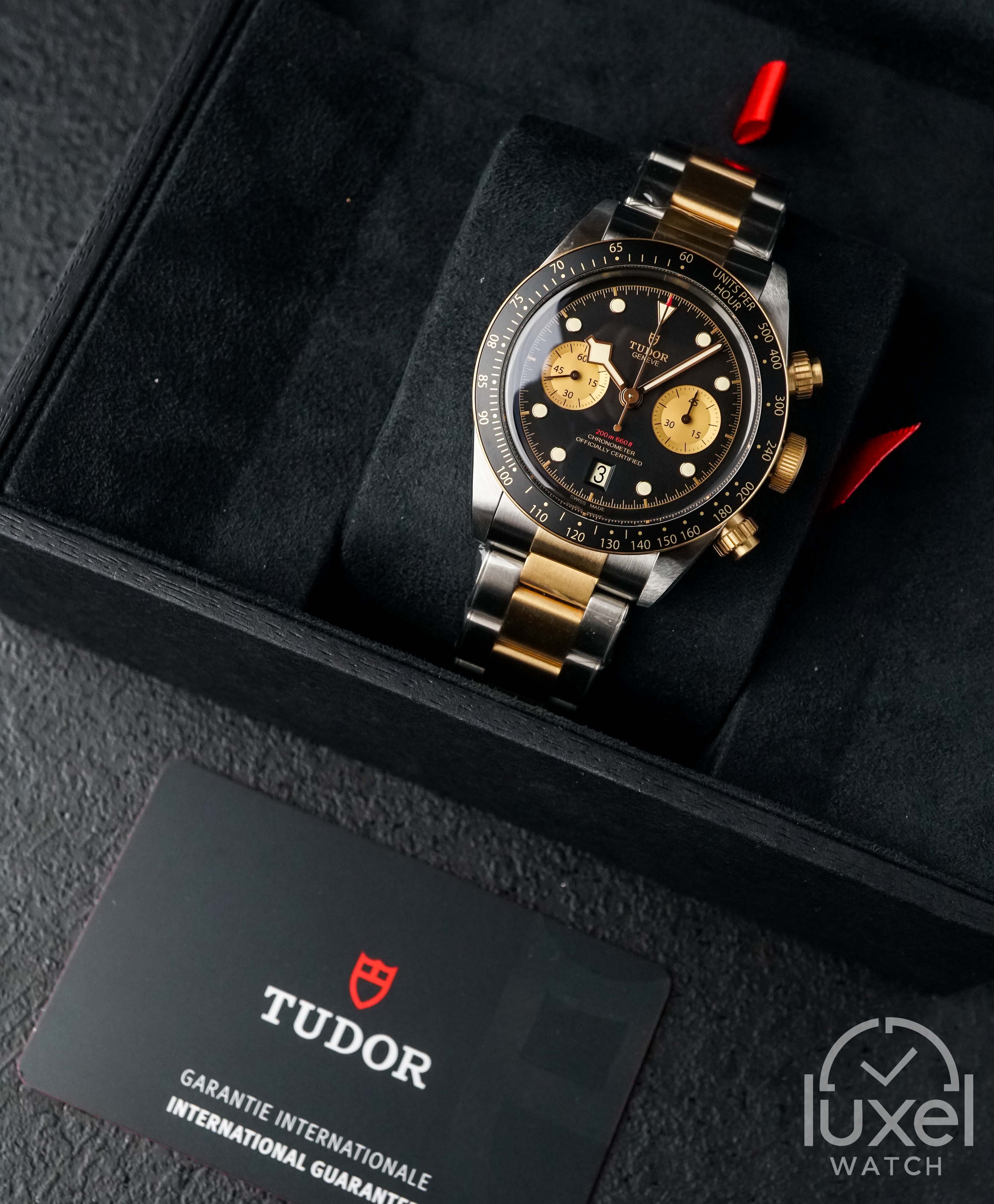 tudor Black Bay Chrono S&G Gold With Black Dial Gold Steel Bracelet M79363N-0001