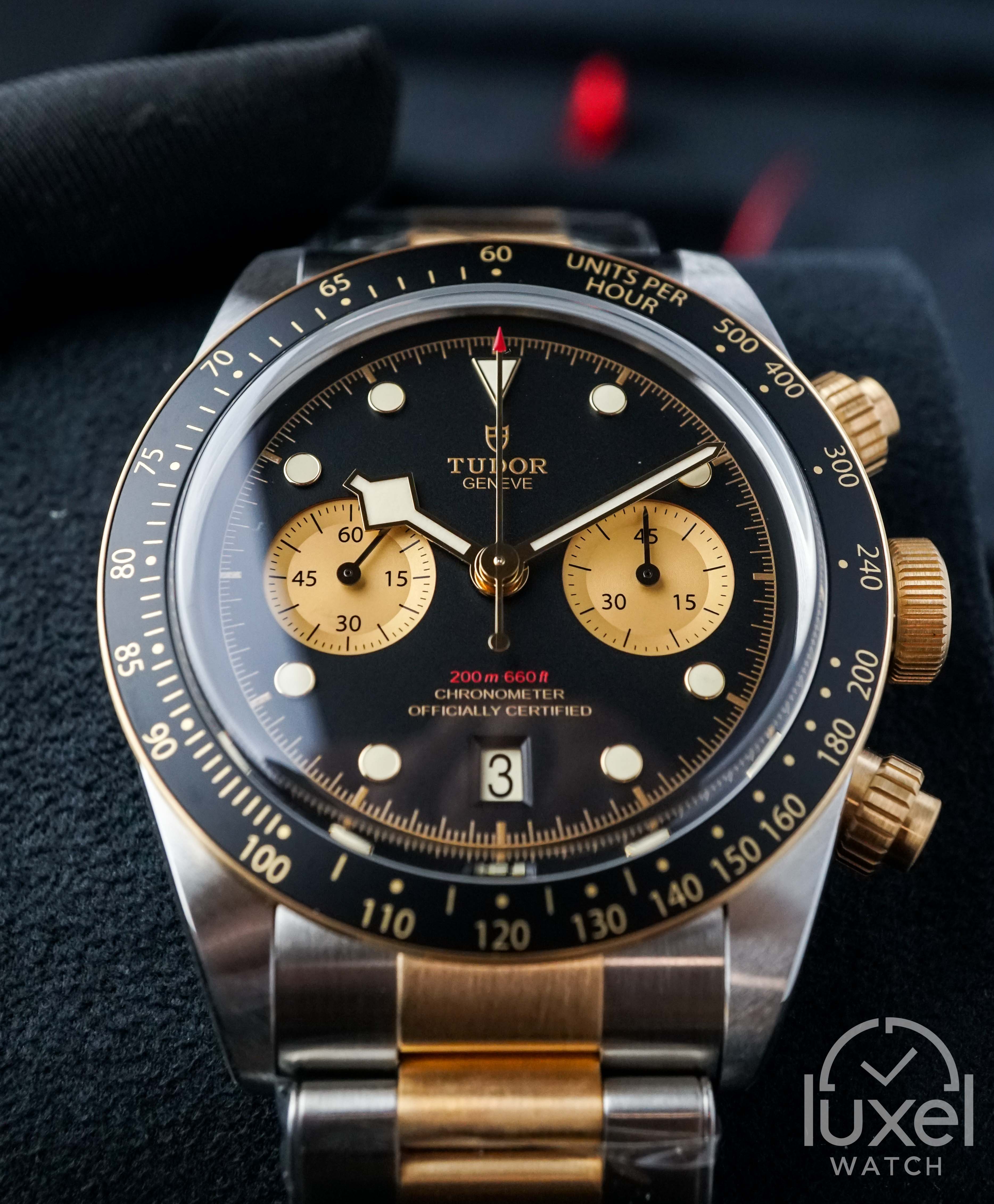 tudor Black Bay Chrono S&G Gold With Black Dial Gold Steel Bracelet M79363N-0001