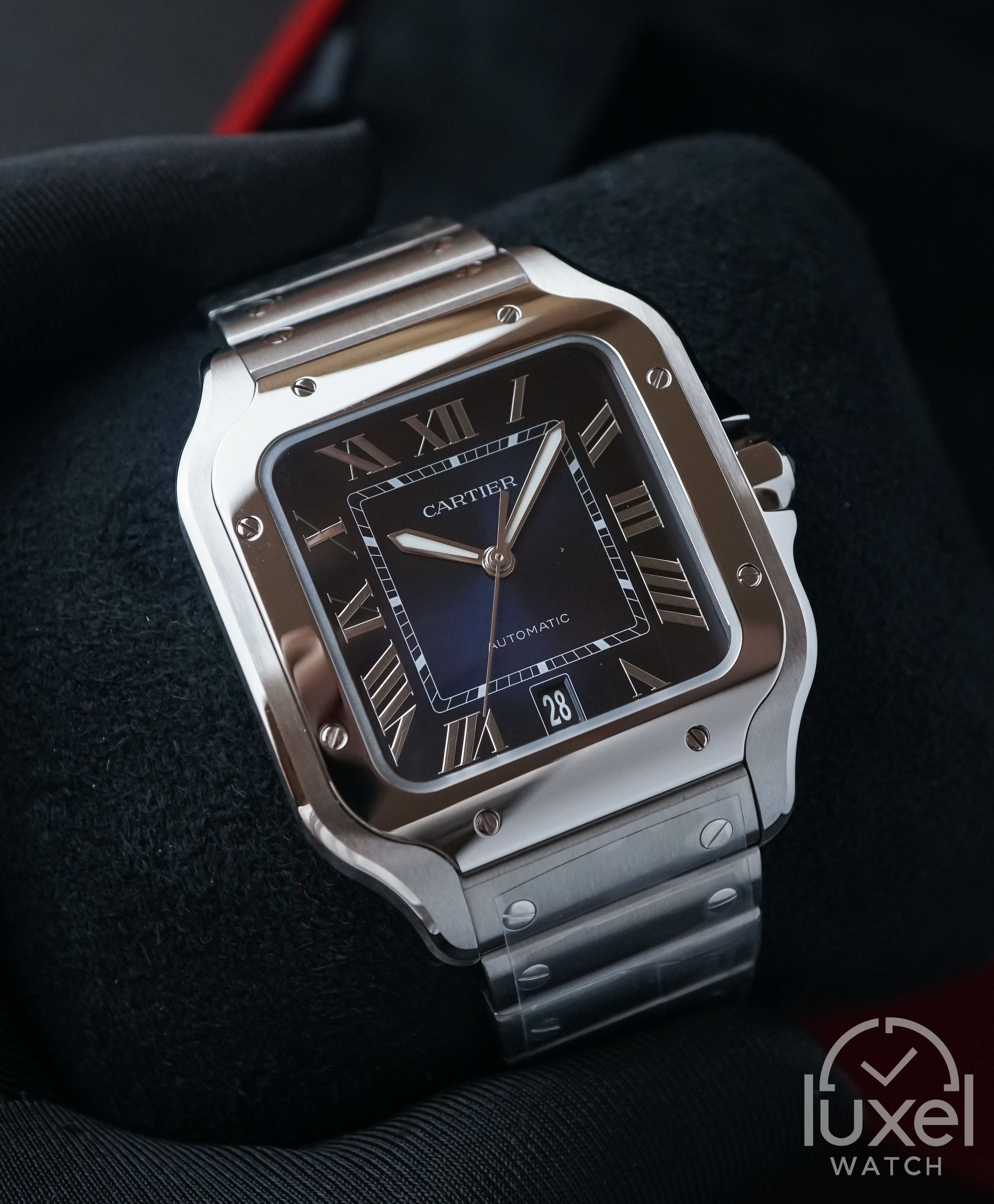 cartier De Santos L With Blue Dial Stainless Steel WSSA0030