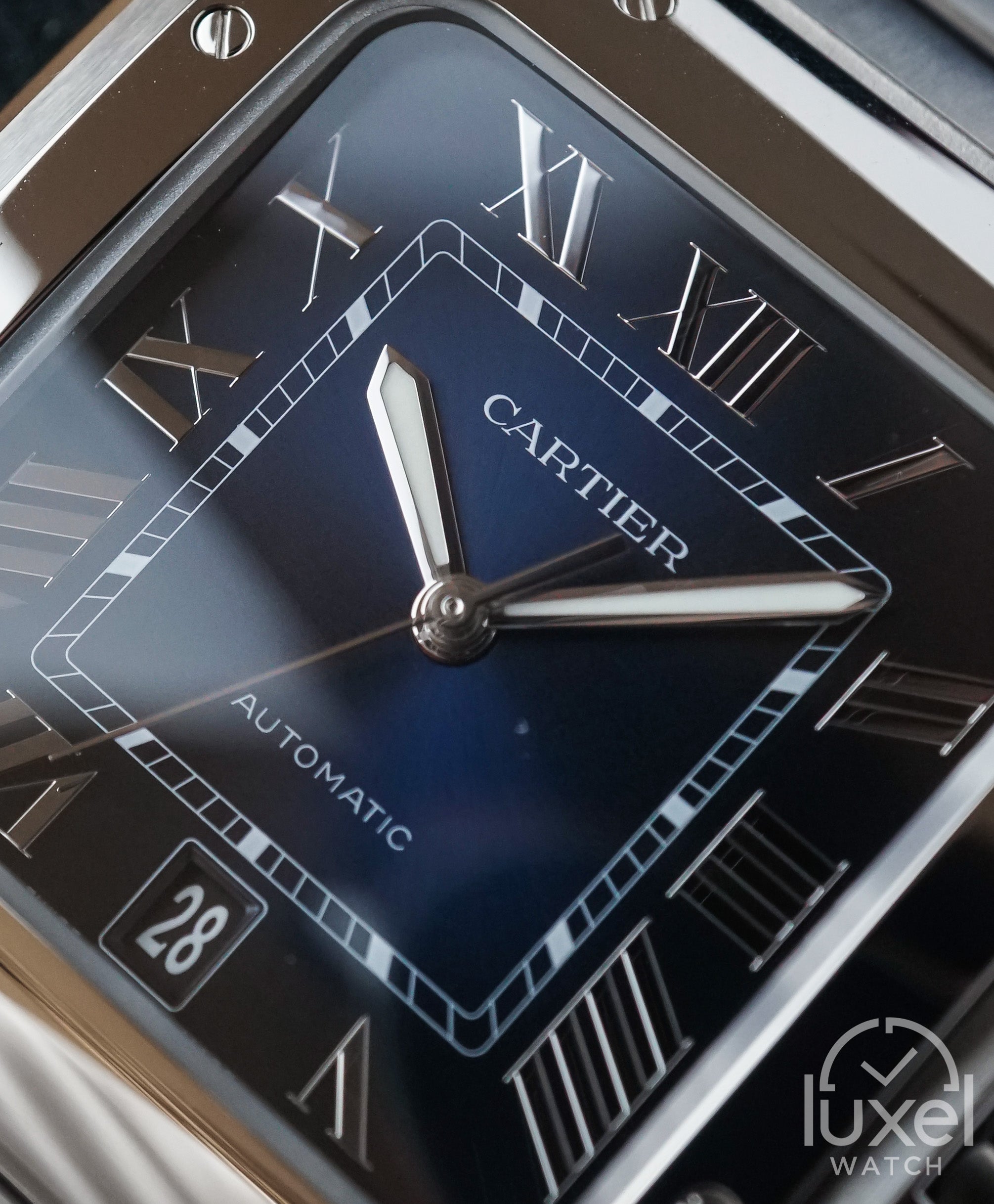 cartier De Santos L With Blue Dial Stainless Steel WSSA0030