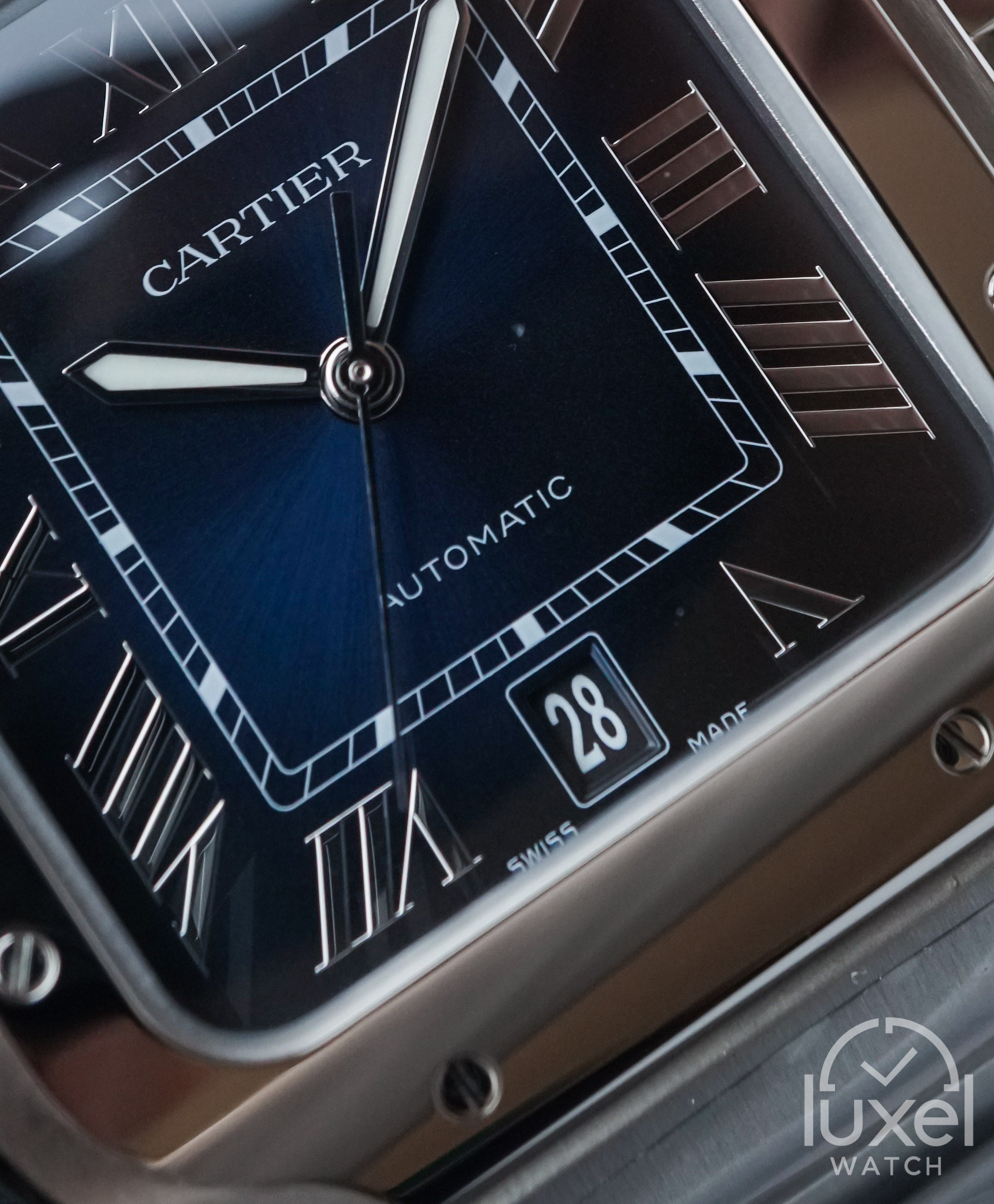 cartier De Santos L With Blue Dial Stainless Steel WSSA0030