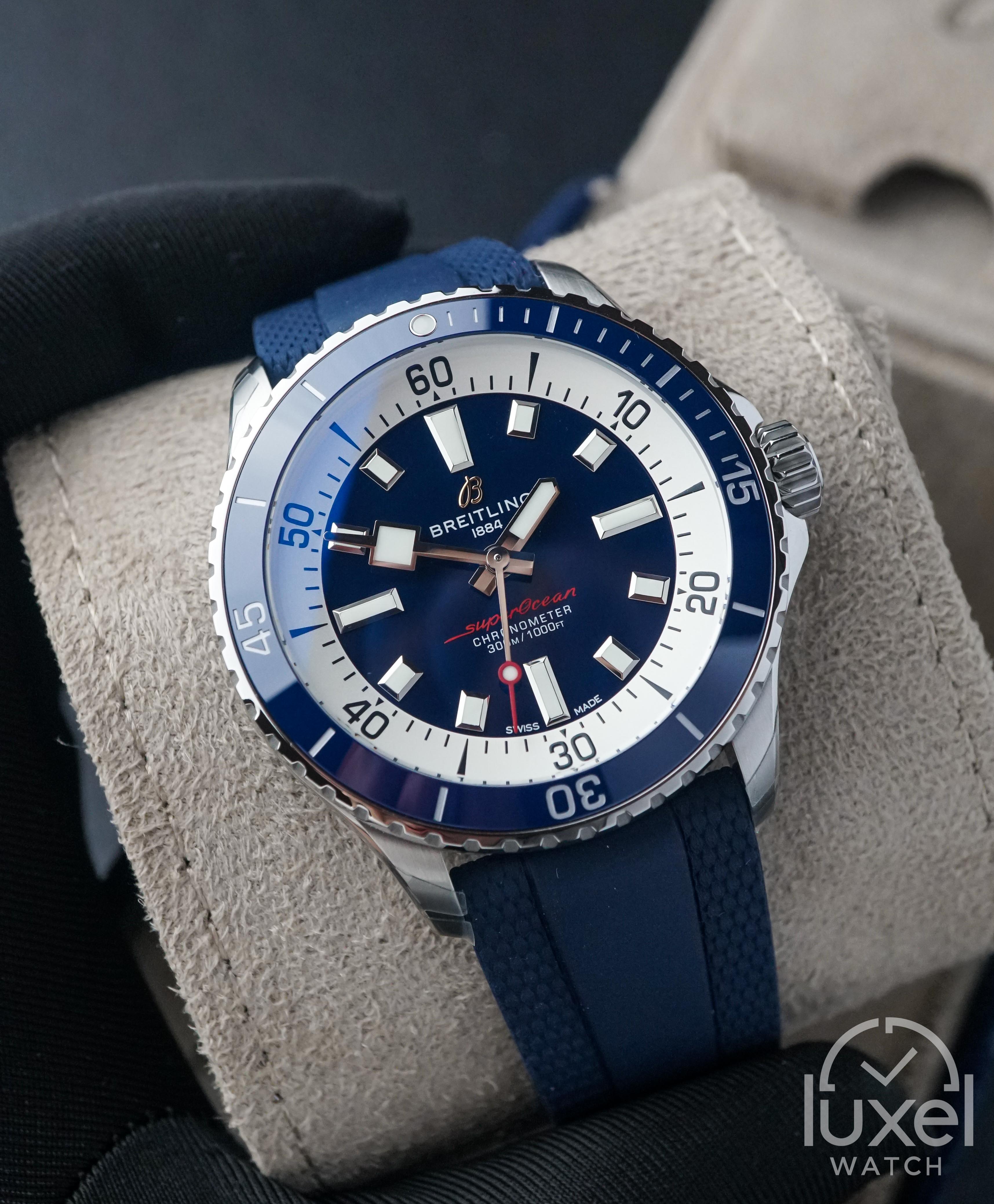 breitling Superocean With Blue Dial Rubber Strap A17375E71C1S1