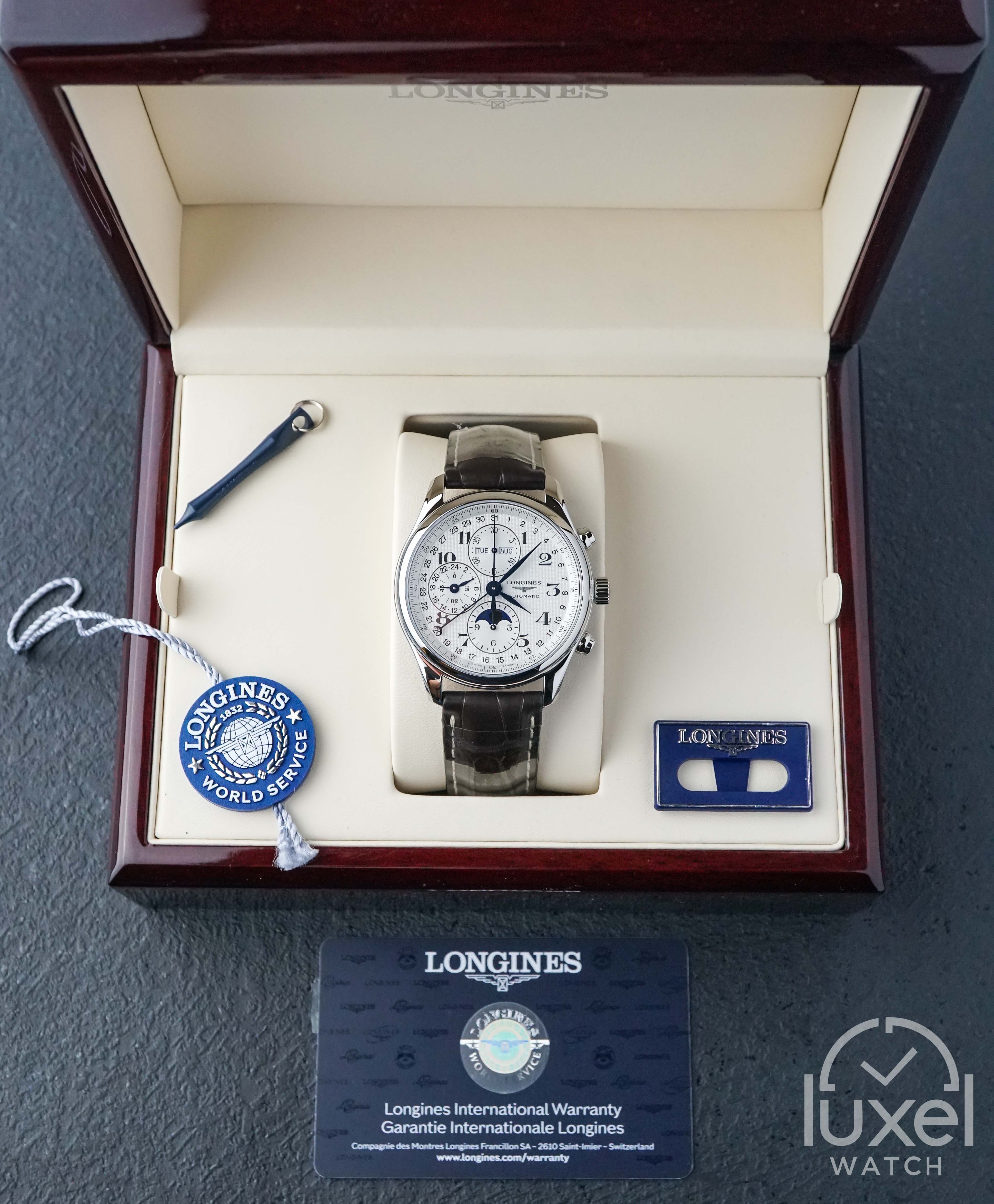 longines Master Collection Semi Prepetual With White Dial Leather Strap L2.673.4.78.3