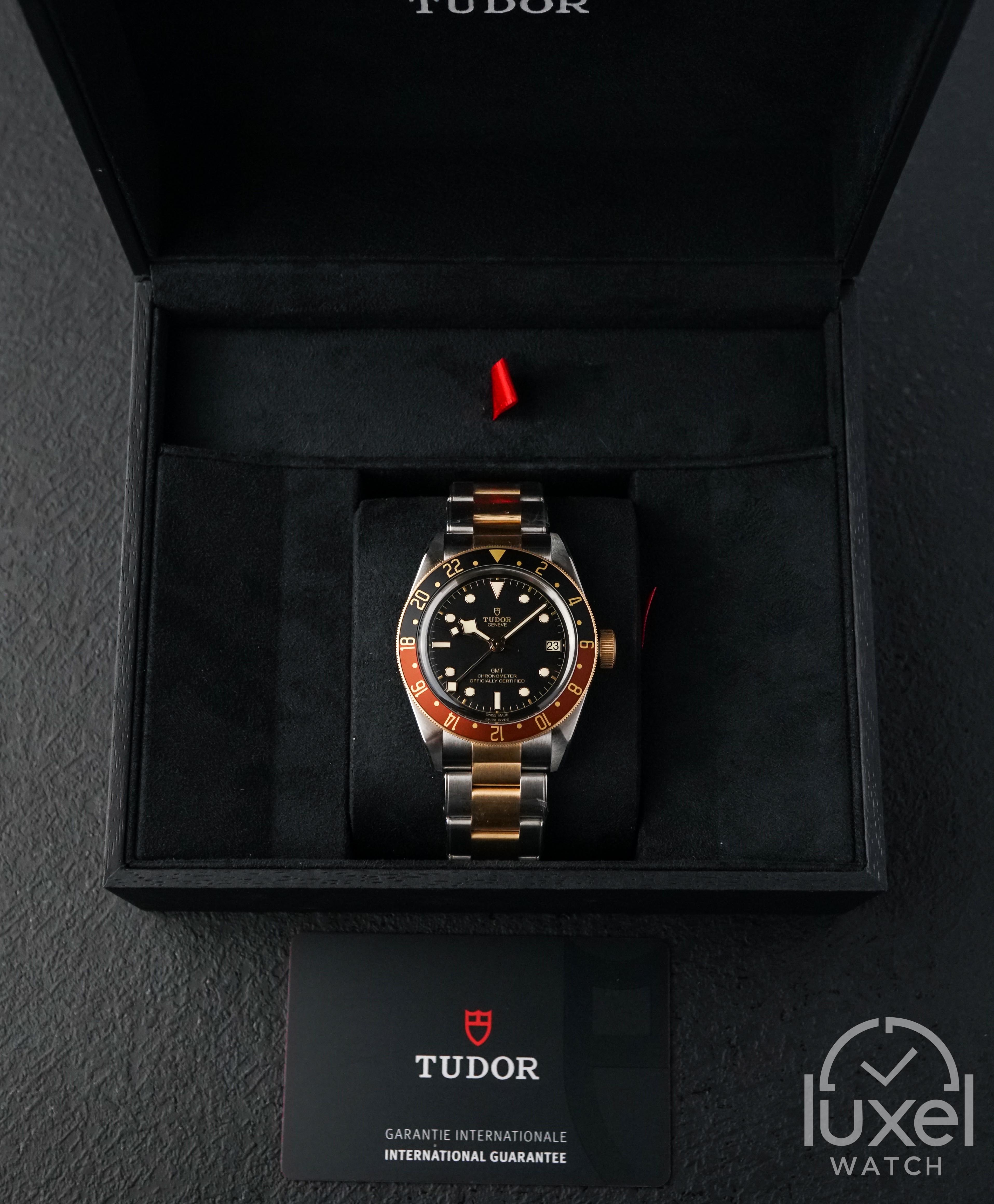 tudor Black Bay GMT Rootbeer two-tone Gold Case With Black Dial Steel Bracelet M79833MN-0001