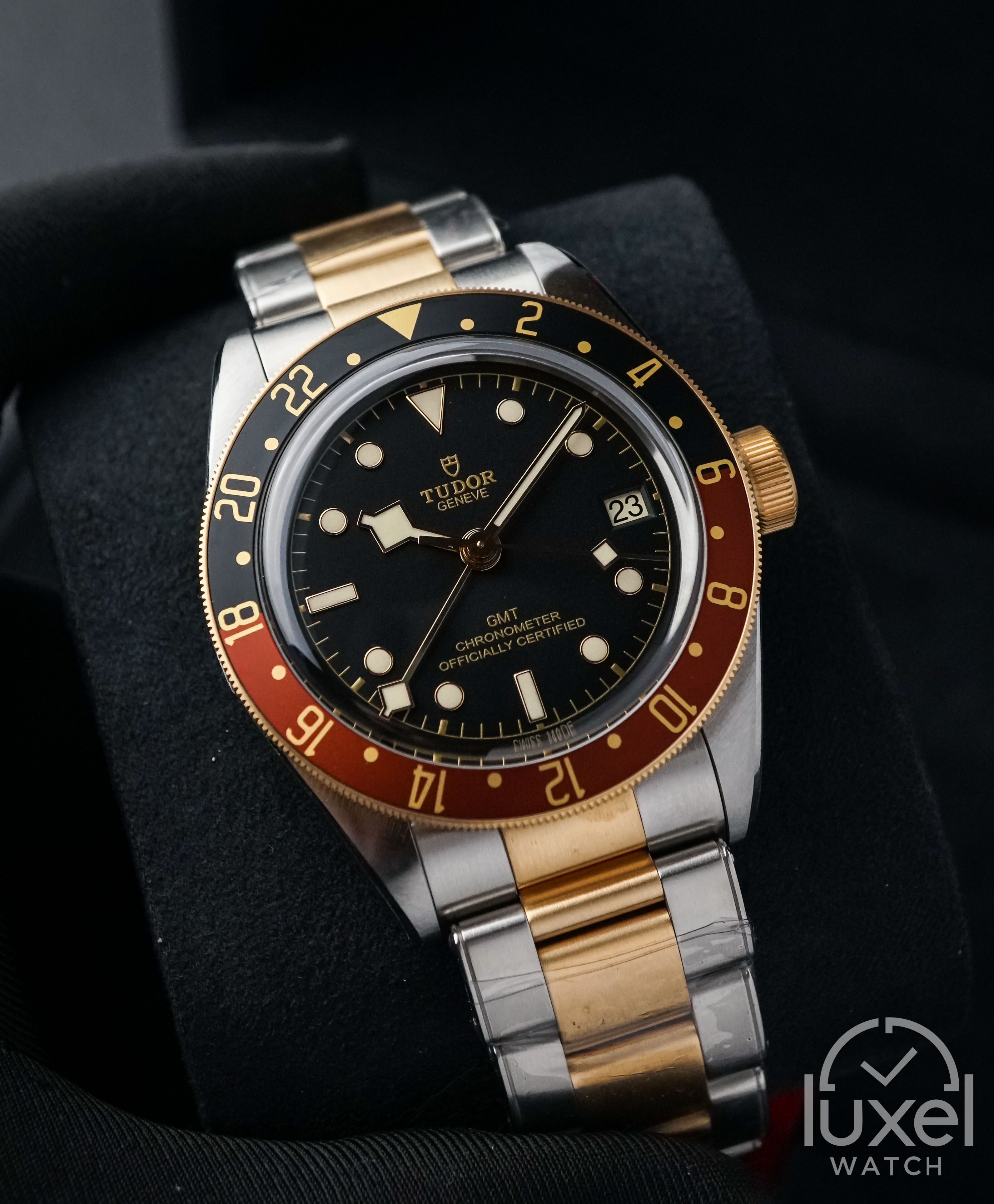 tudor Black Bay GMT Rootbeer two-tone Gold Case With Black Dial Steel Bracelet M79833MN-0001