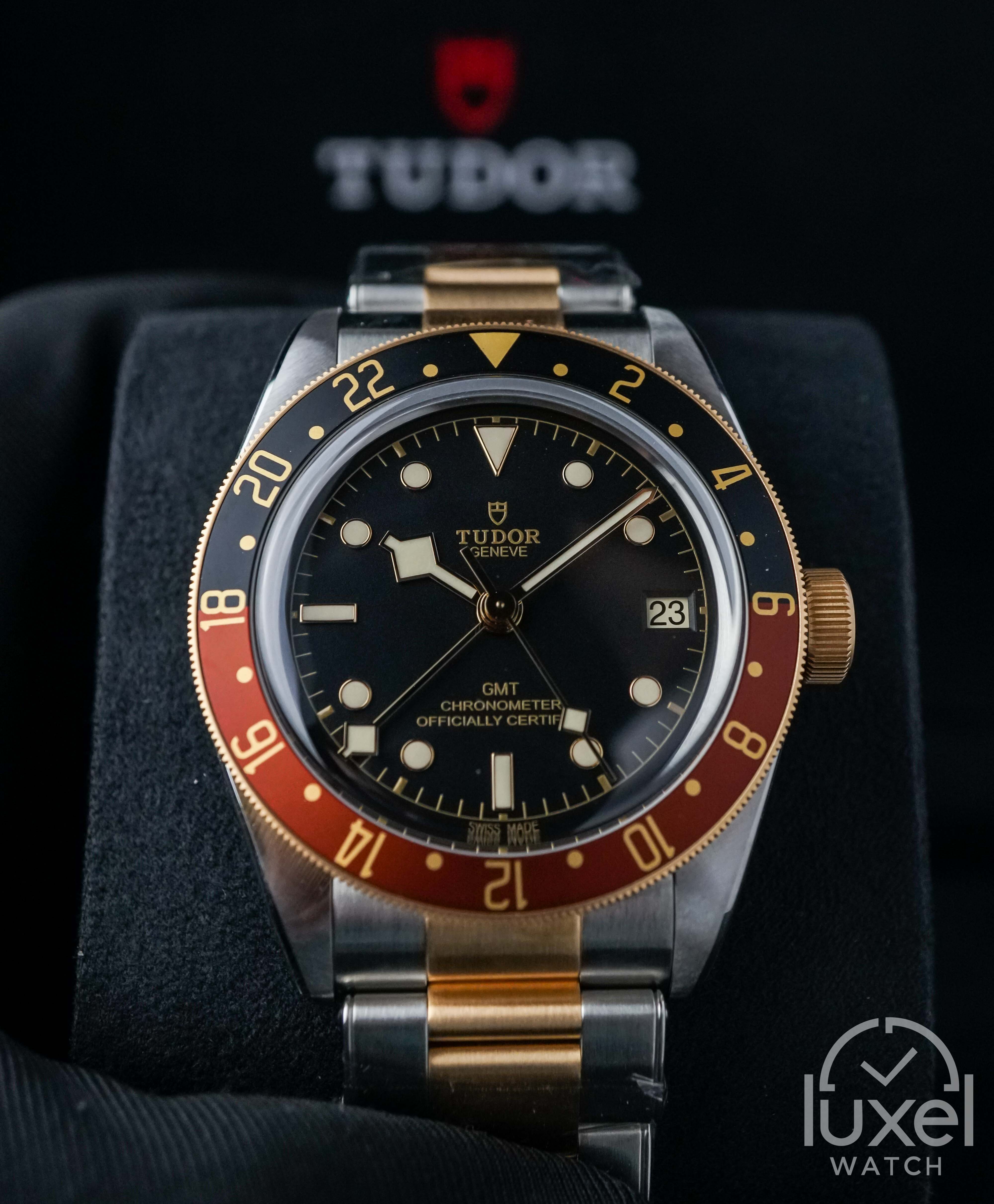 tudor Black Bay GMT Rootbeer two-tone Gold Case With Black Dial Steel Bracelet M79833MN-0001